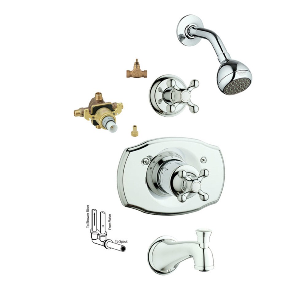 GROHE KTS19612-34331R-000 Seabury Starlight chrome 1-handle Single function 2.5625-in Round Bathtub and shower Faucet with Valve