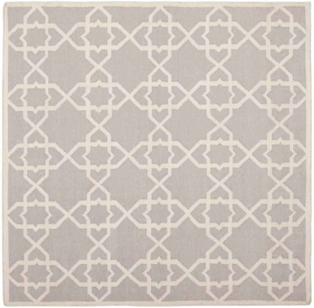 Safavieh DHU548G-6SQ Dhurries Kenna 6 x 6 (ft) Wool Gray/Ivory Square Indoor Geometric Coastal Area rug