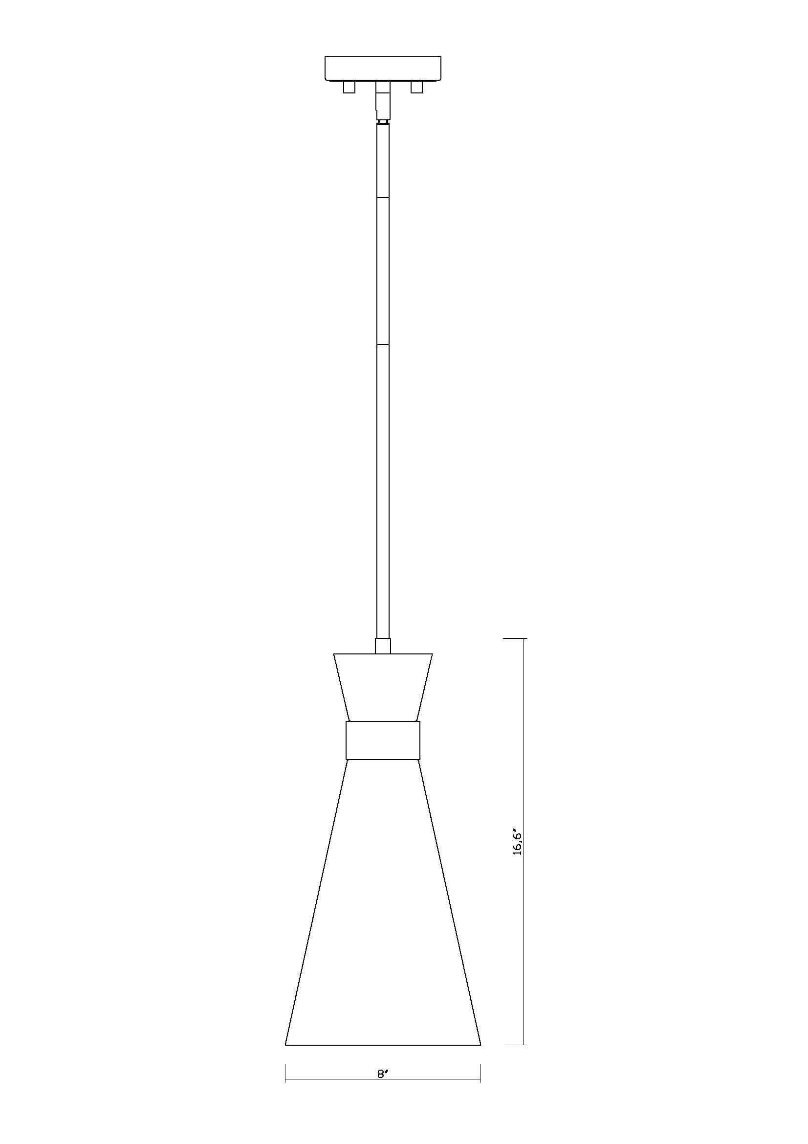 Soriano Matte Black and Brushed Nickel Hourglass Pendant Light