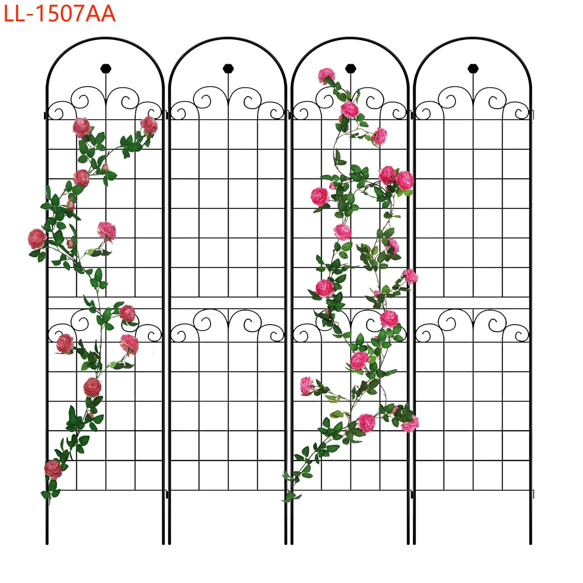 Yiekholo LL-1507AA 19.7-Inches W x 86.7-Inches H Black Iron Traditional Garden Trellis For Climbing Plants For Cucumbers For Roses 4 -Pack