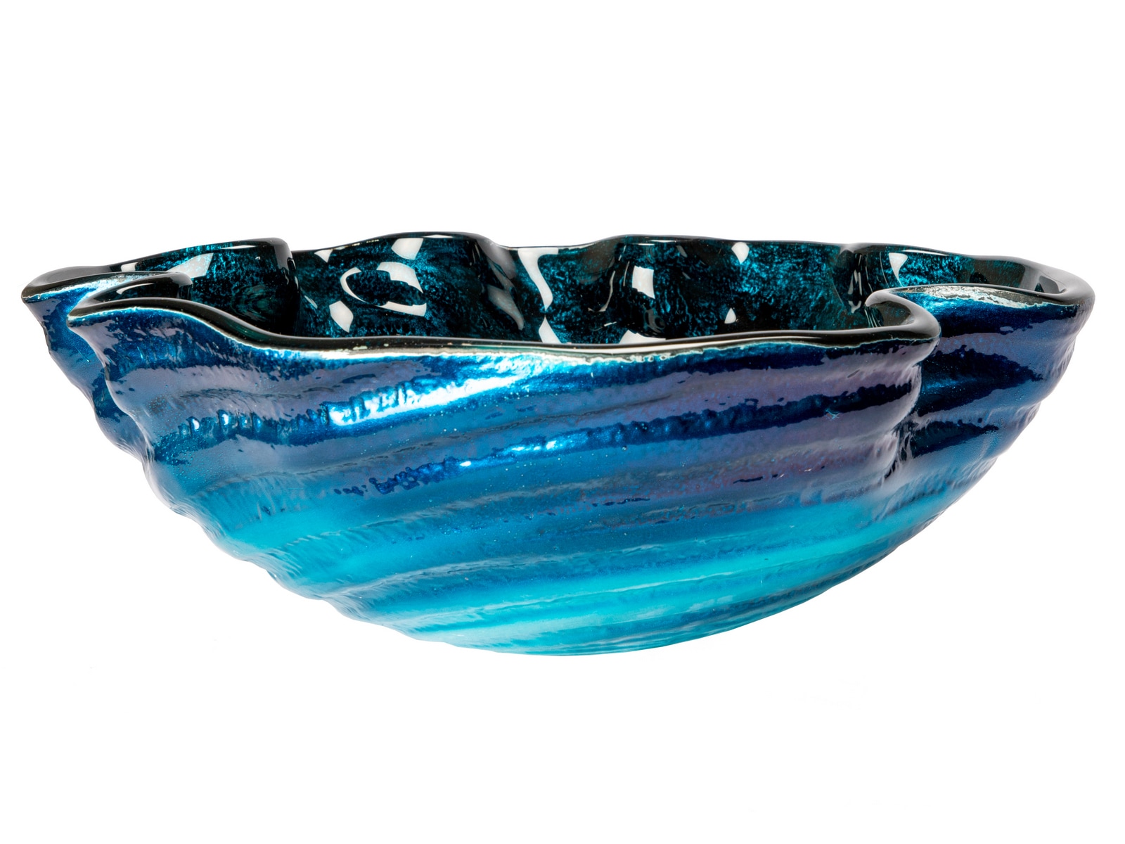 Caribbean Wave Blue Tempered Glass Vessel Sink