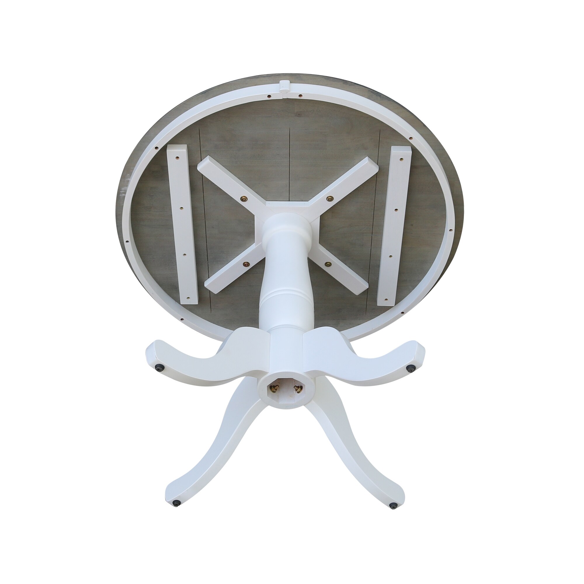 Eco-Friendly Transitional 39" Round Wood Dining Table in White & Heather Gray
