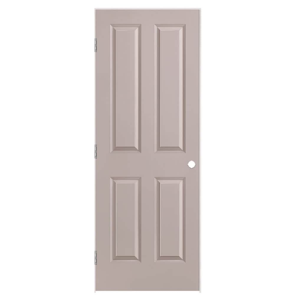 Masonite 1316502 30-in x 80-in Driftwood Solid core 4 panel square Right hand Smooth Prefinished Molded composite Flat Jamb Single Prehung Interior Door
