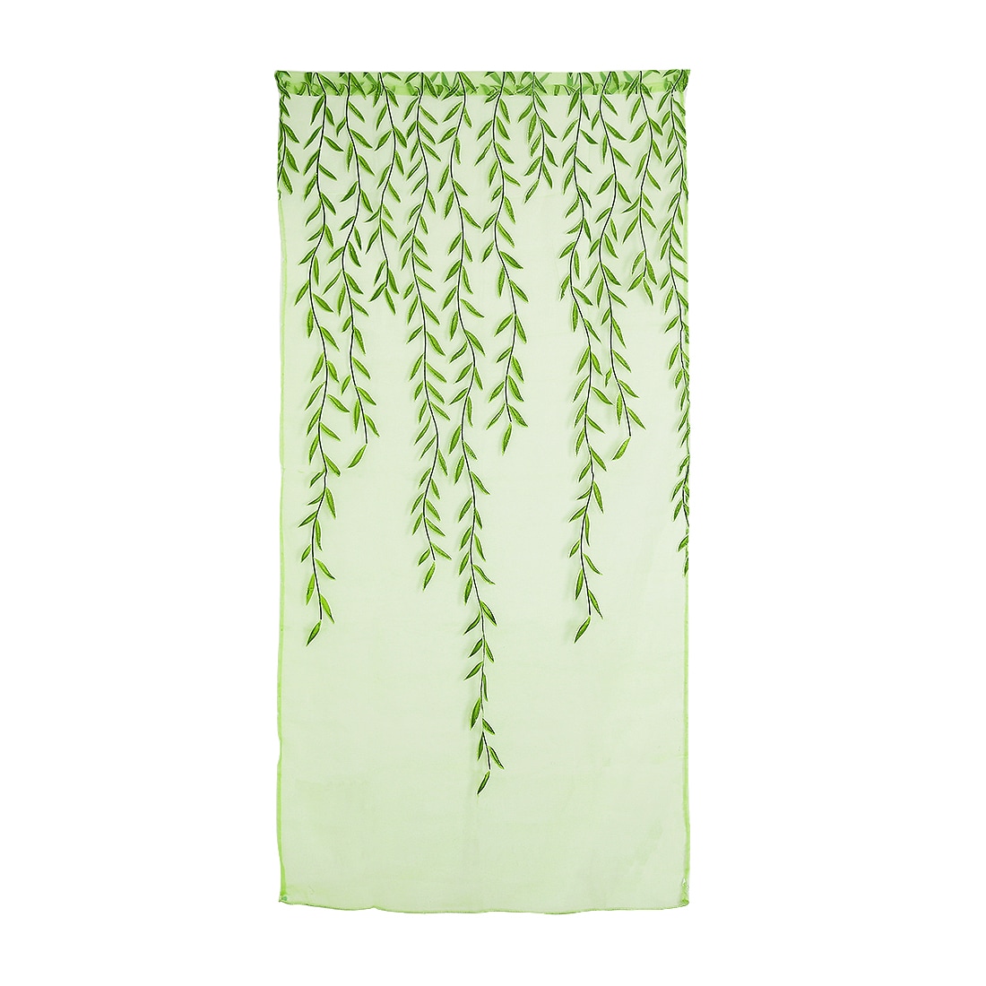 Unique Bargains 82 x 39 Inch Window Sheer Curtains Sheer Drapes Willow Leaves Shape Rod Pocket Curtain Panels for Bedroom Bathroom Livingroom Green