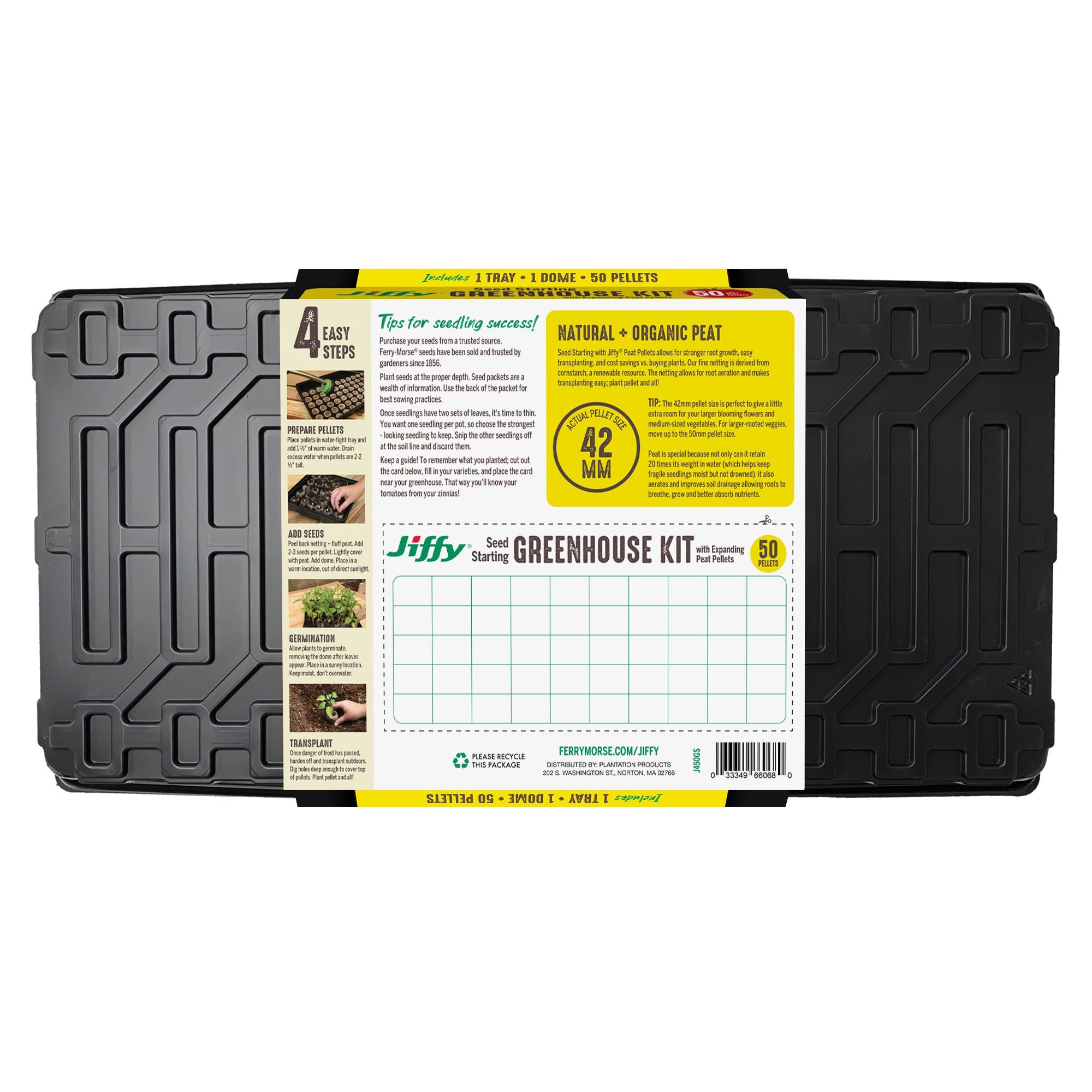 Jiffy Seed Starter Tray Kit 50 Cell 42mm Peat Pellets with Bonus