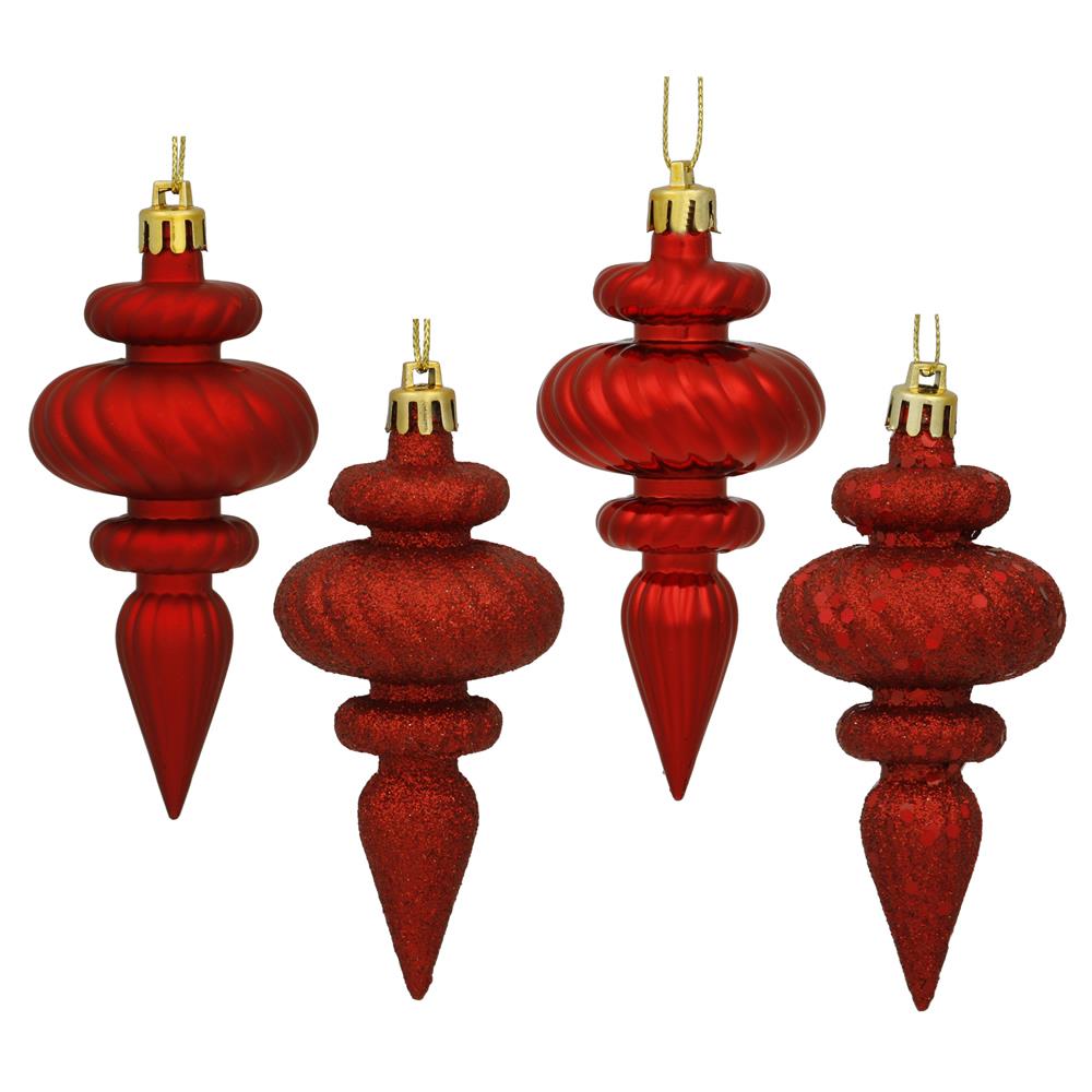 Red Indoor/Outdoor Shatterproof Holiday Lighted Large Finial Hanging Ornament 