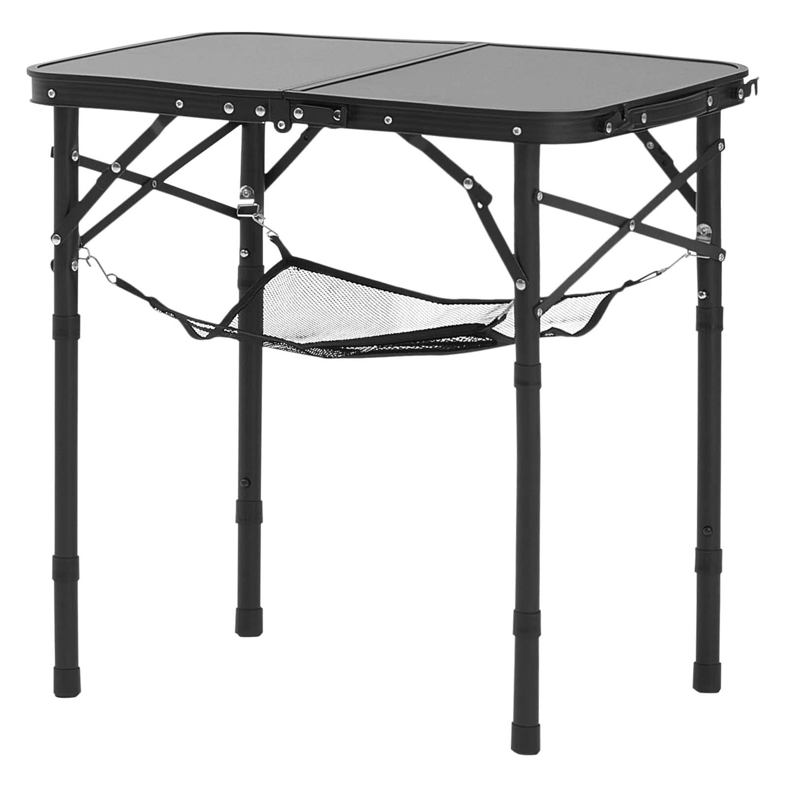 GIVIMO Folding Camping Table 24 x 16-in Adjustable 3-Height Aluminum MDF with Mesh Layer and Carrying Handle 66-lb Capacity in Black #LW102GIVSS1205