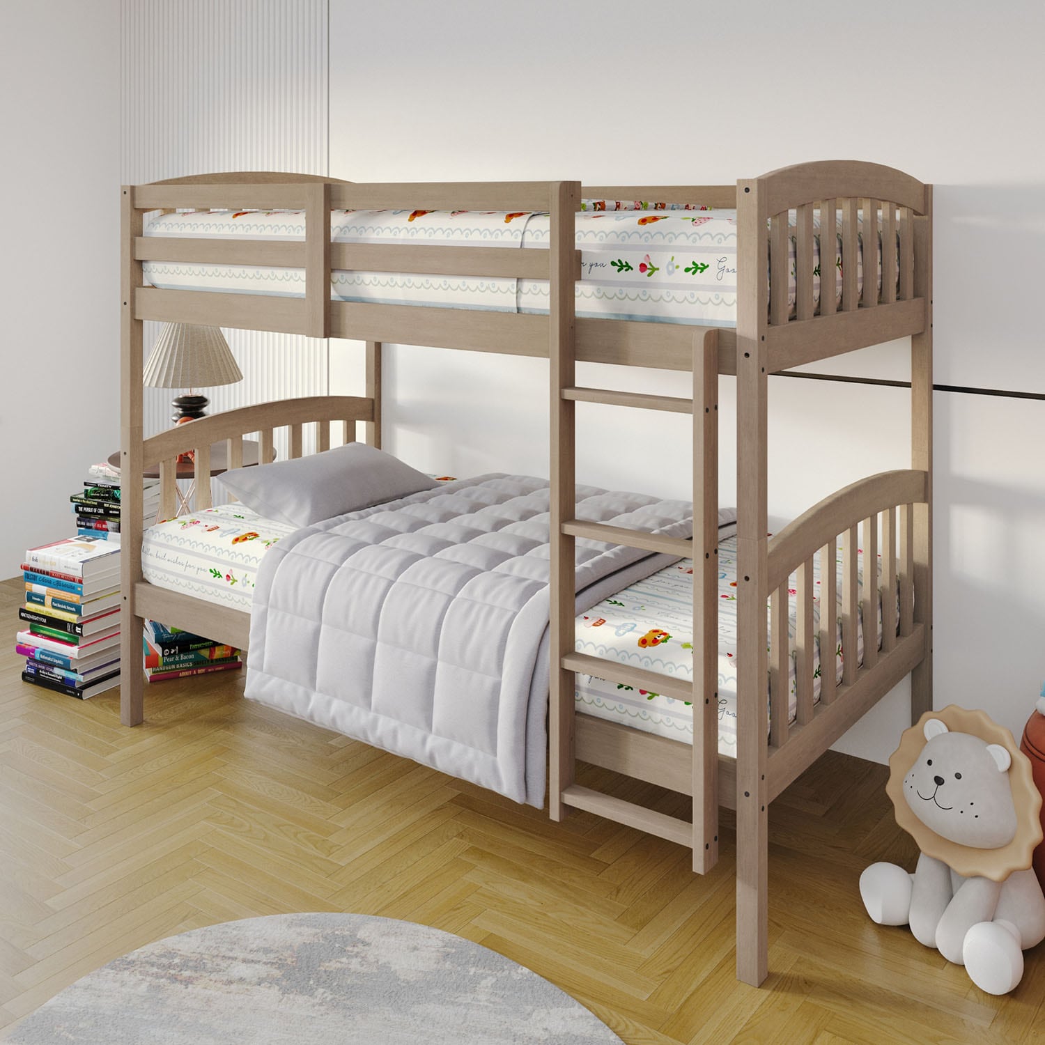 ChaletPosh C215TTBB-AGY-WD Antique Grey Twin over twin Bunk Bed
