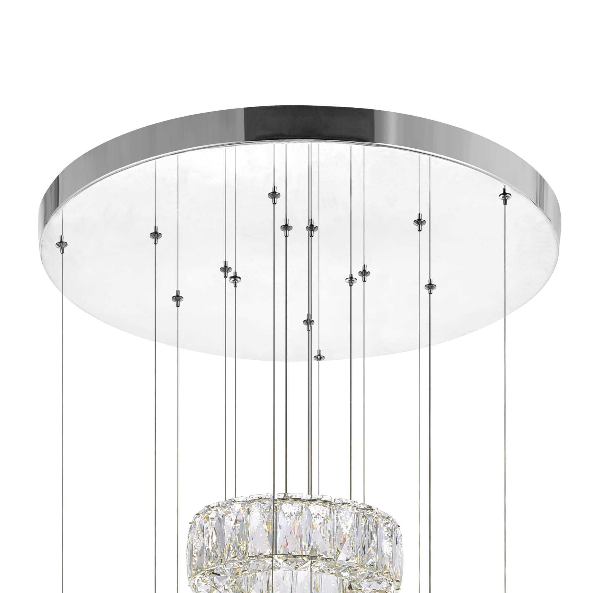 Madeline Chrome 24" LED Crystal Chandelier with Adjustable Height