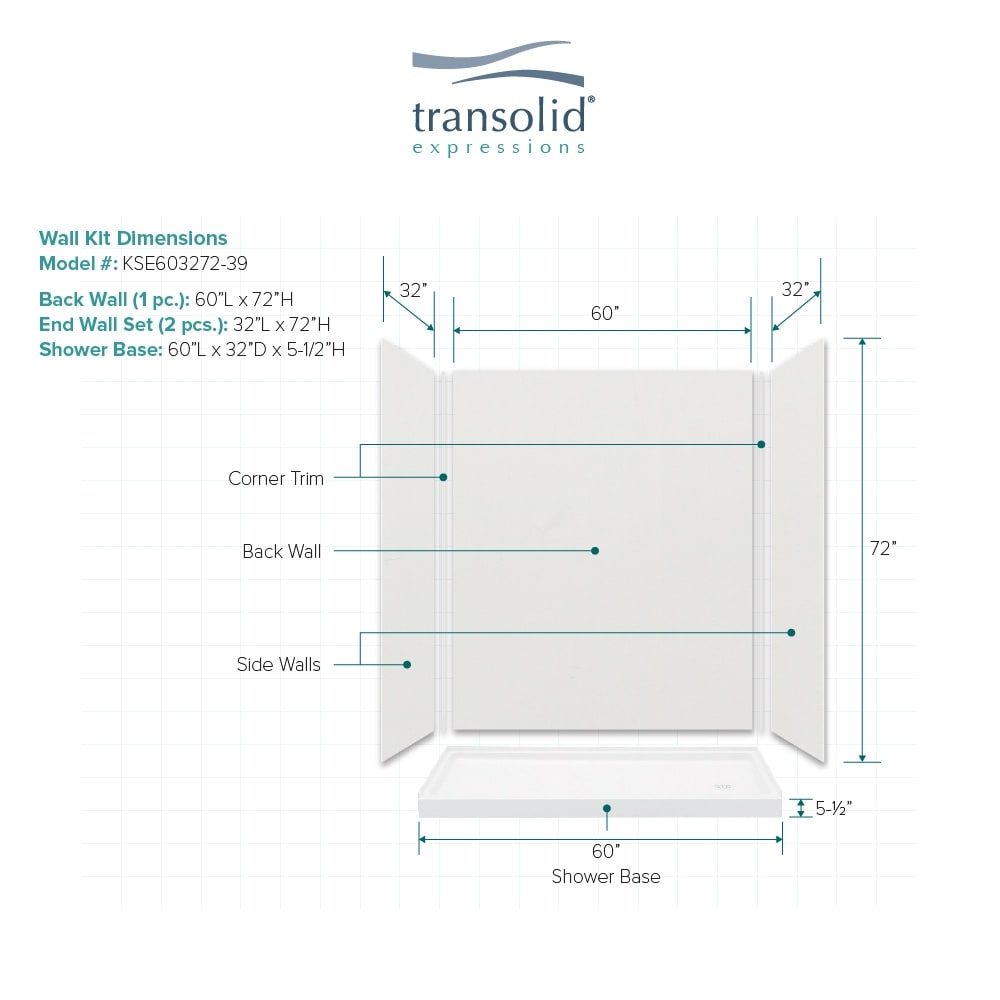 Transolid KSE603272-5475SC-39 Alcove-Shower-Kit - View #4