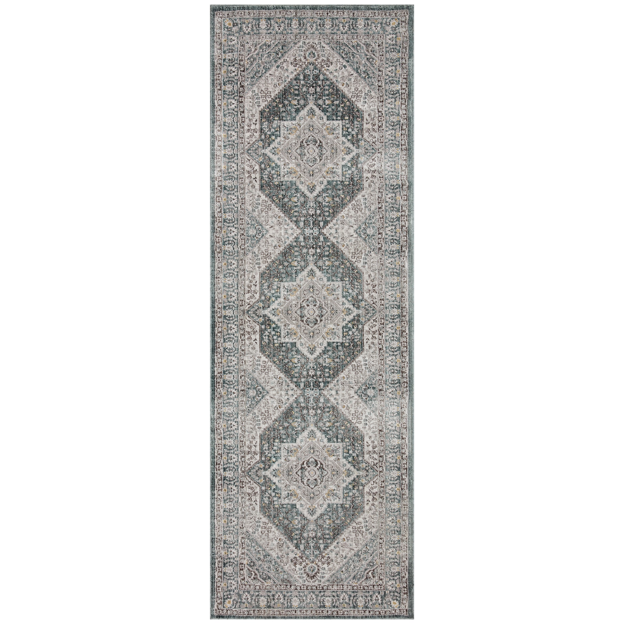 allen + roth 2 X 8 (ft) Jade Gray Indoor Medallion Runner Rug ...