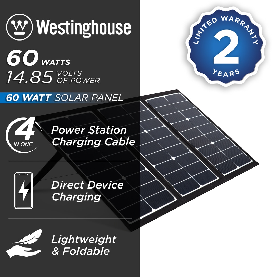 Westinghouse Lightweight Phone Power Station Charger RV/Camping 41.5-in x 18-in x 1-in 60-Watt Portable Solar Panel WS60P Sansujyuku sansujyuku.com