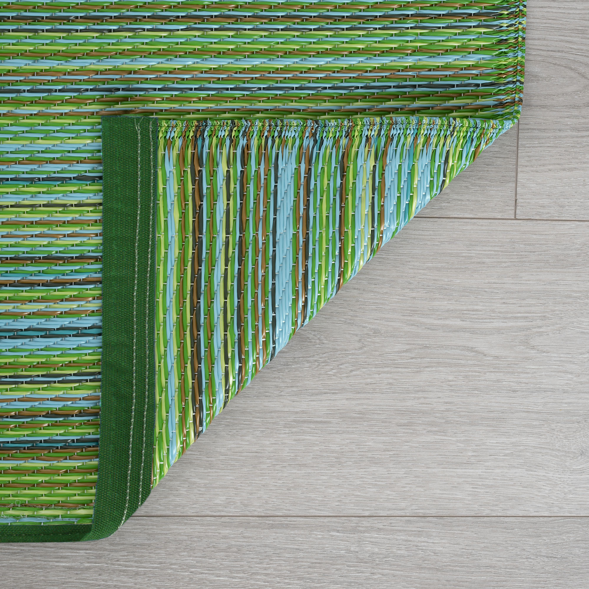 Tayse 6 X 9 (ft) Green Outdoor Stripe Coastal Area Rug SUN1404 6X9 at ...