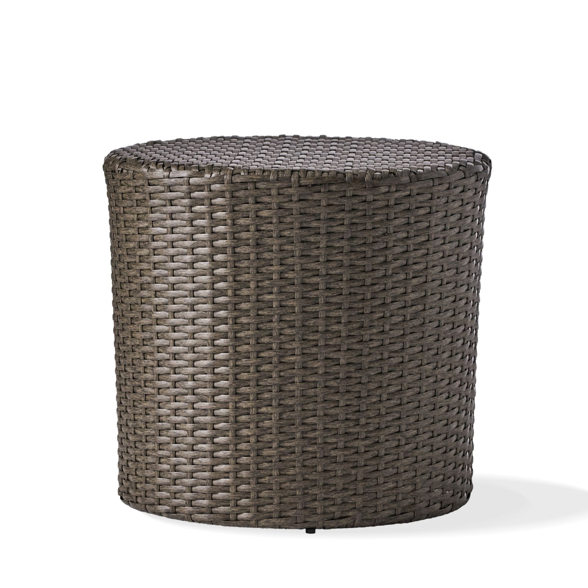 Miki Shinly NHG-0GEY-16JJ Rattan Side Table Round Rattan Outdoor End Table 17.5-in W x 17.5-in L