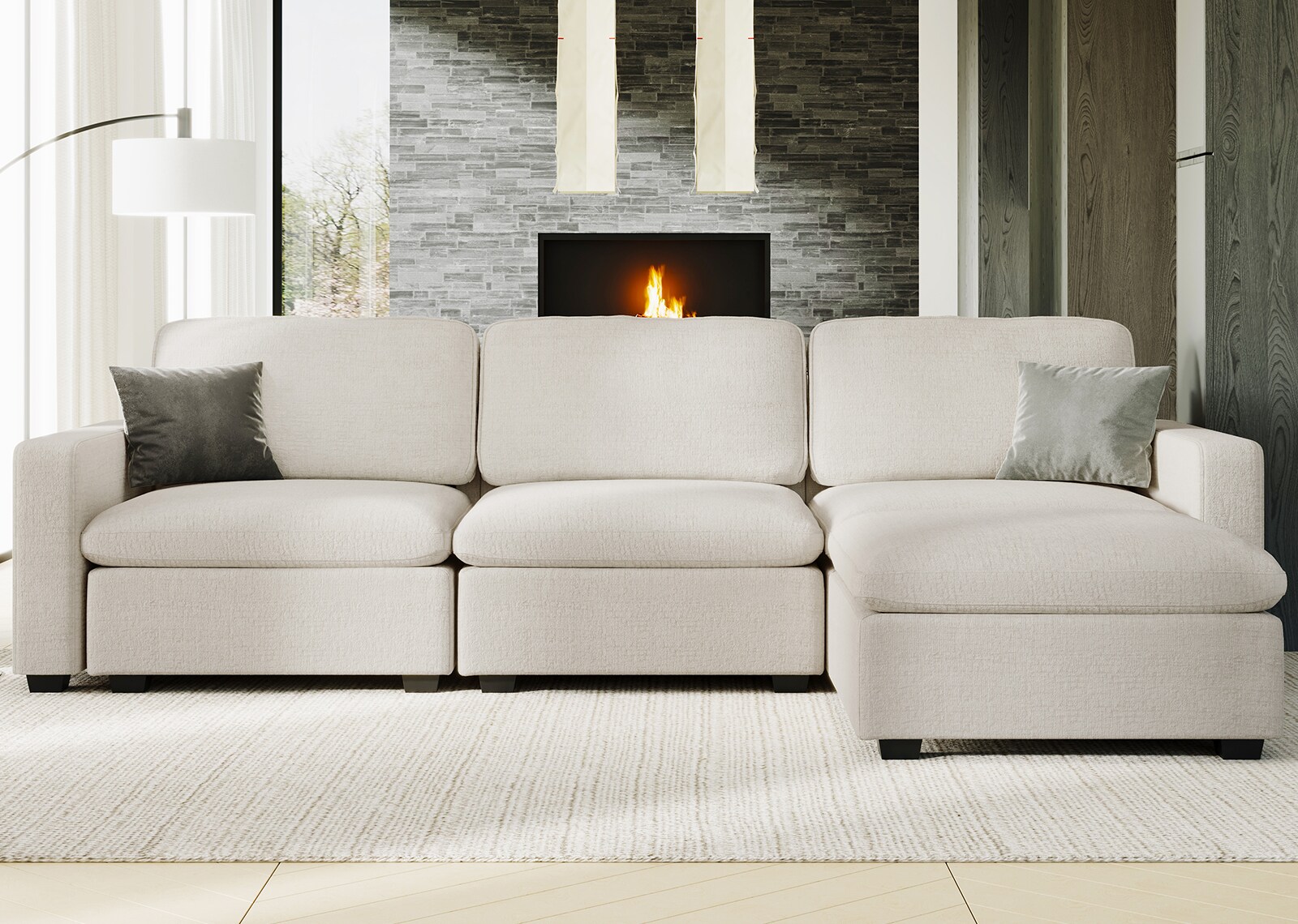 Belffin 4 Seats + 5 Sides Oversized Modular Chenille Cloud Sofa with ...