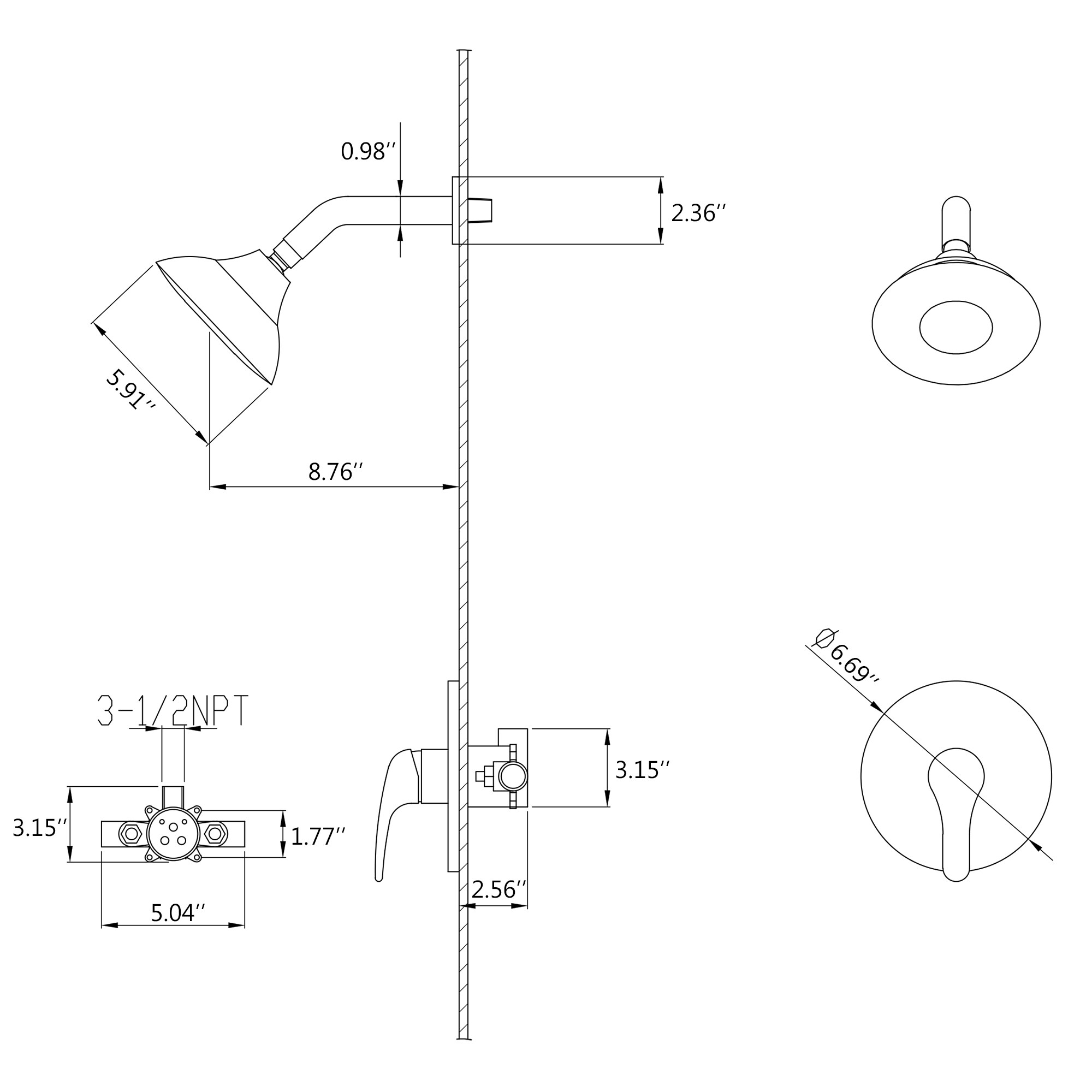 MODLAND MDL1SS01BN0 Showerhead-Bar-Panels - View #9