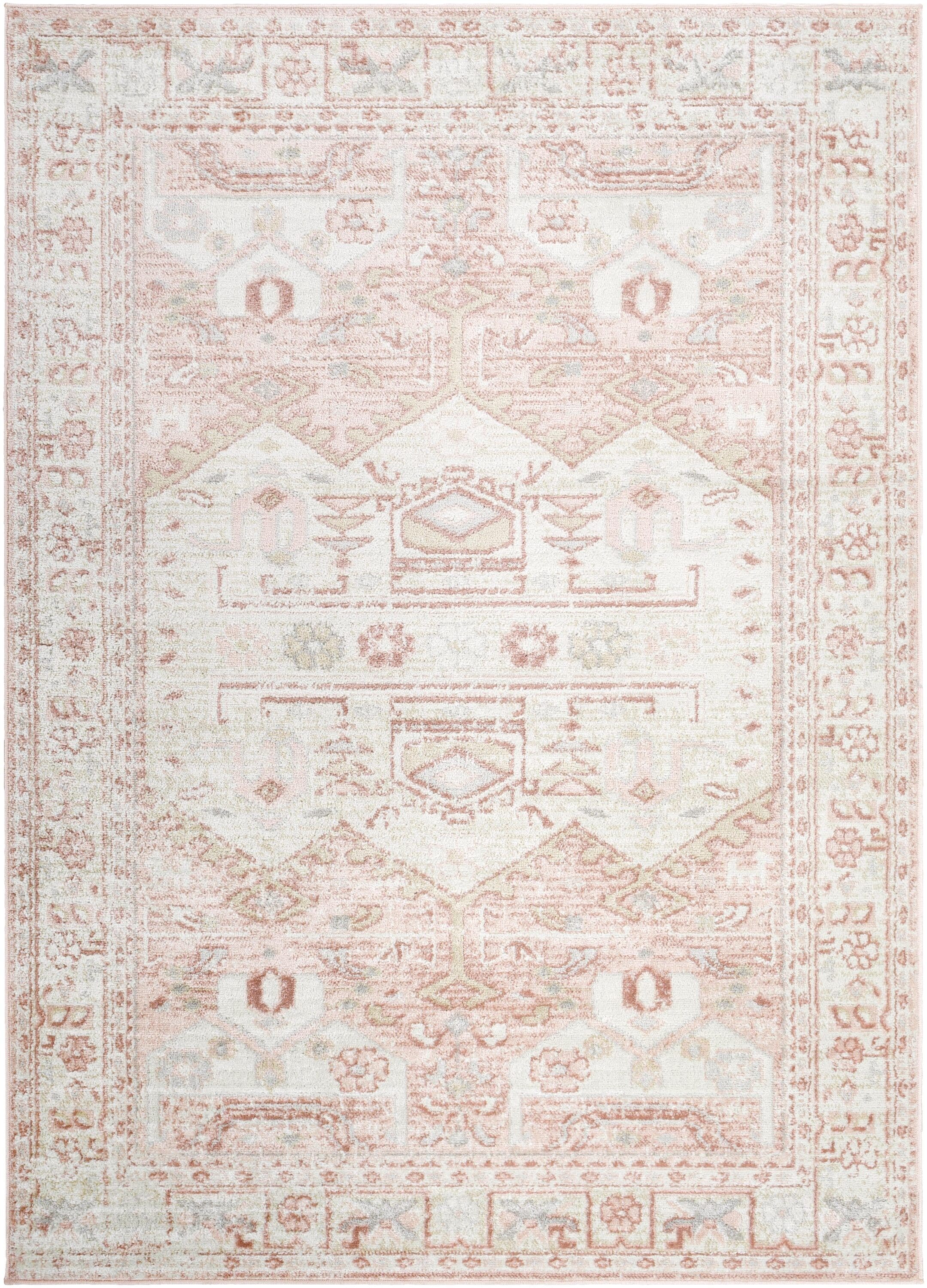 Livabliss SRZ2326-6692 St tropez 7 x 9 (ft) Flatweave Blush Rectangular Indoor Medallion Global Pet Friendly Area rug