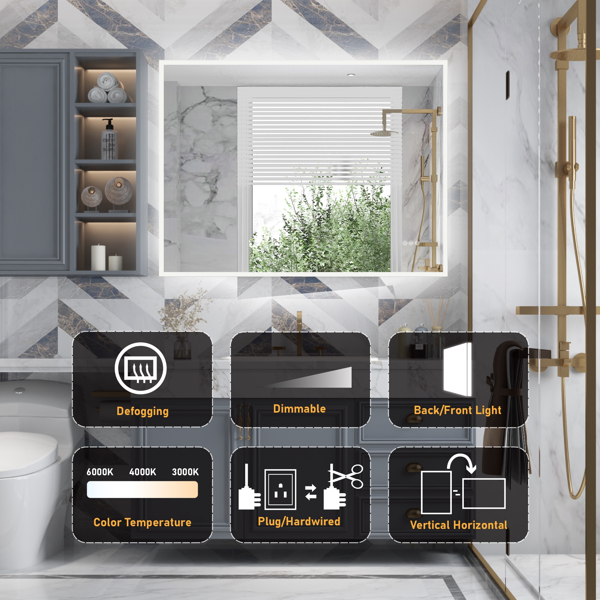 WELLFOR W10MRL4836 Framed-Bath-Mirrors - View #5