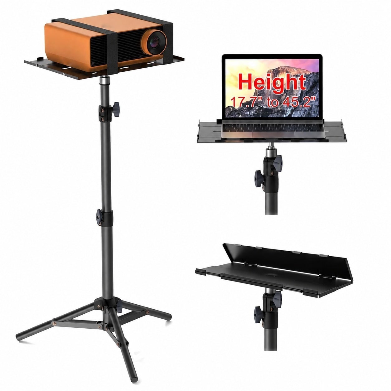 Afoxsos Projector Stand Tripod Foldable Portable Floor Mount Adjustable ...