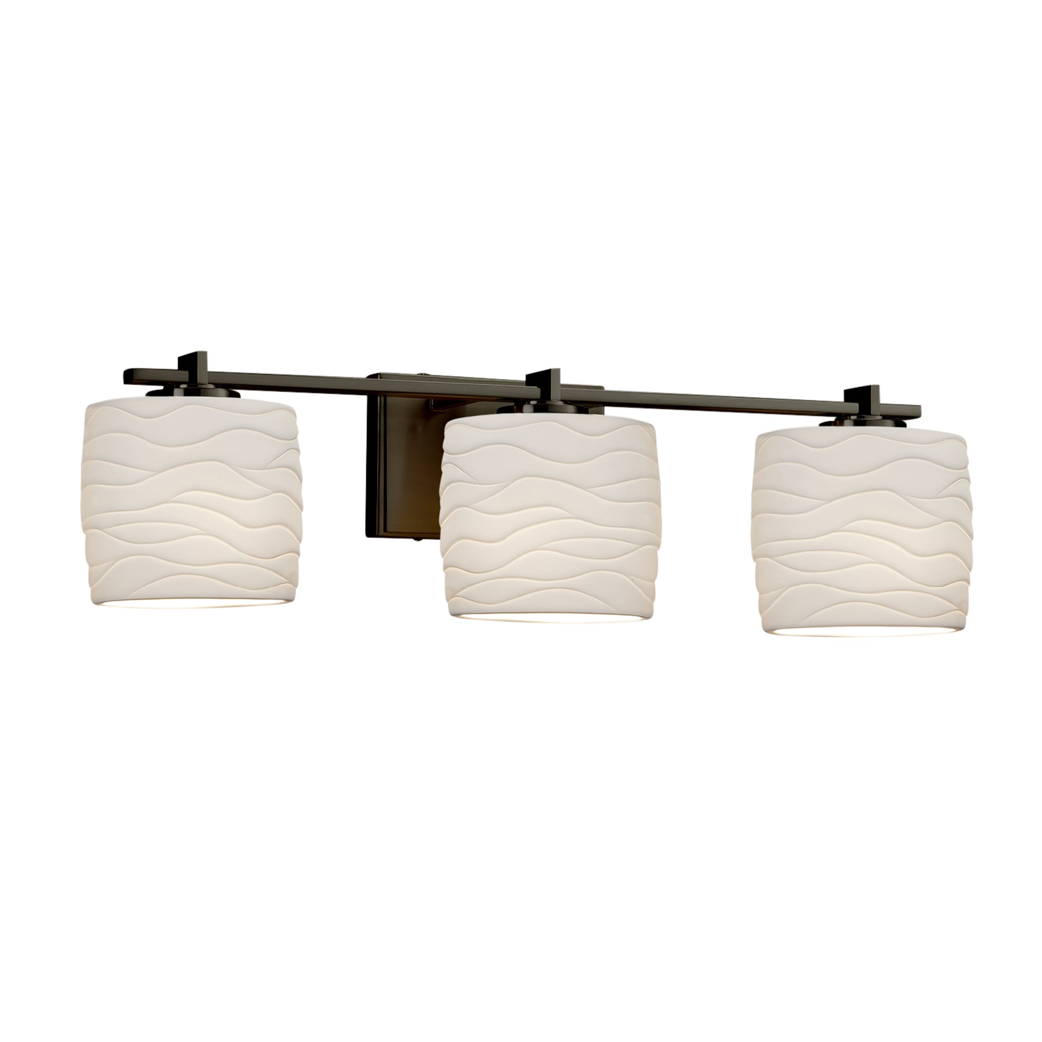 Justice Design Group POR-8443-30-WAVE-DB Limoges 26.75-in 3-Light Dark Bronze Transitional Vanity Light