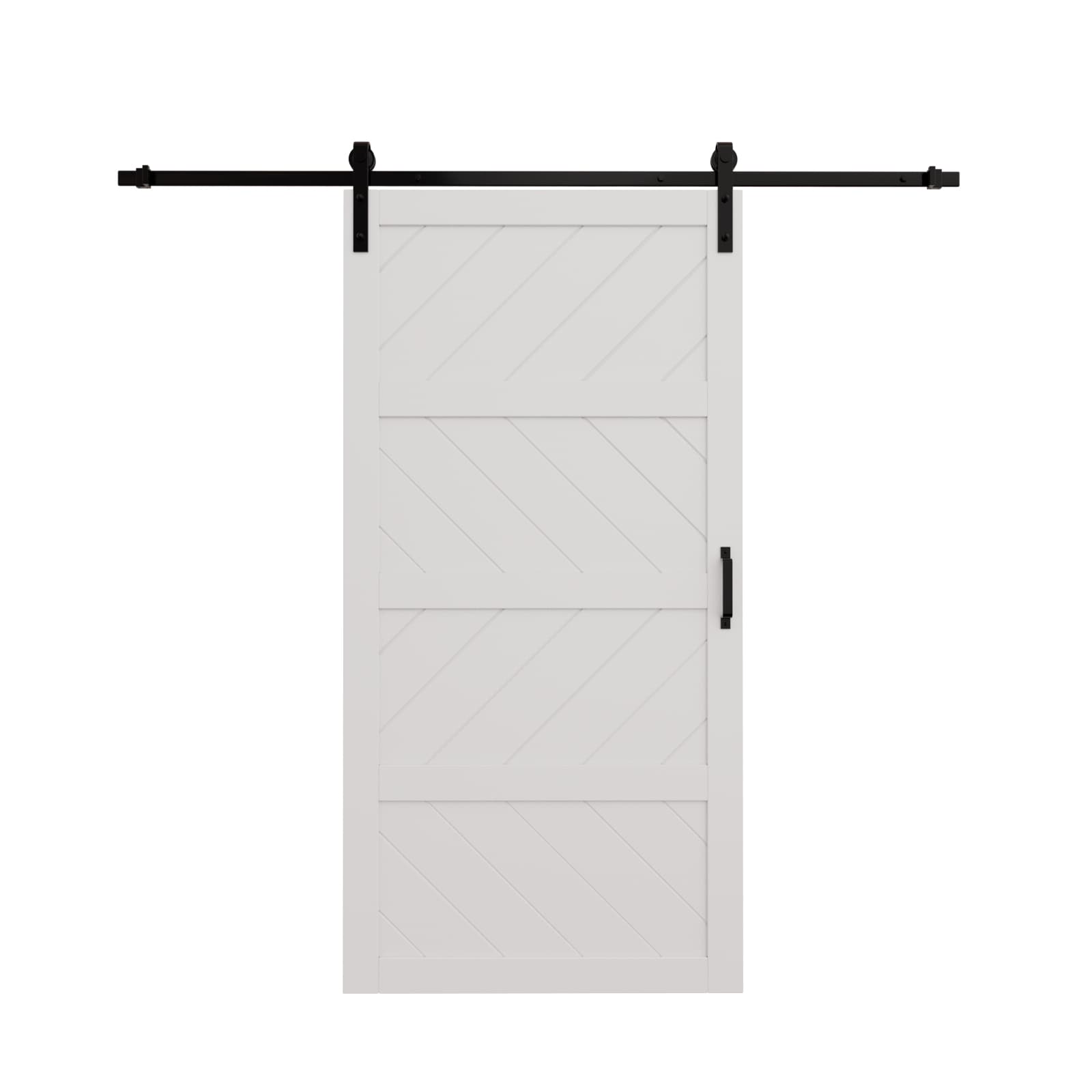 JUJUBON IN-BDWT-4L-42 42-in x 84-in White Non-standard MDF Solid core Single Barn Door (Hardware Included)