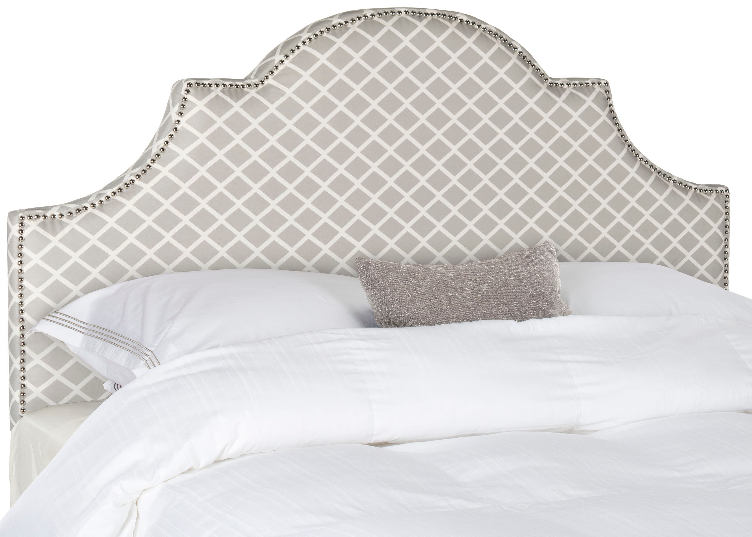 Safavieh Hallmar Gray/White Queen Synthetic Upholstered Headboard in ...