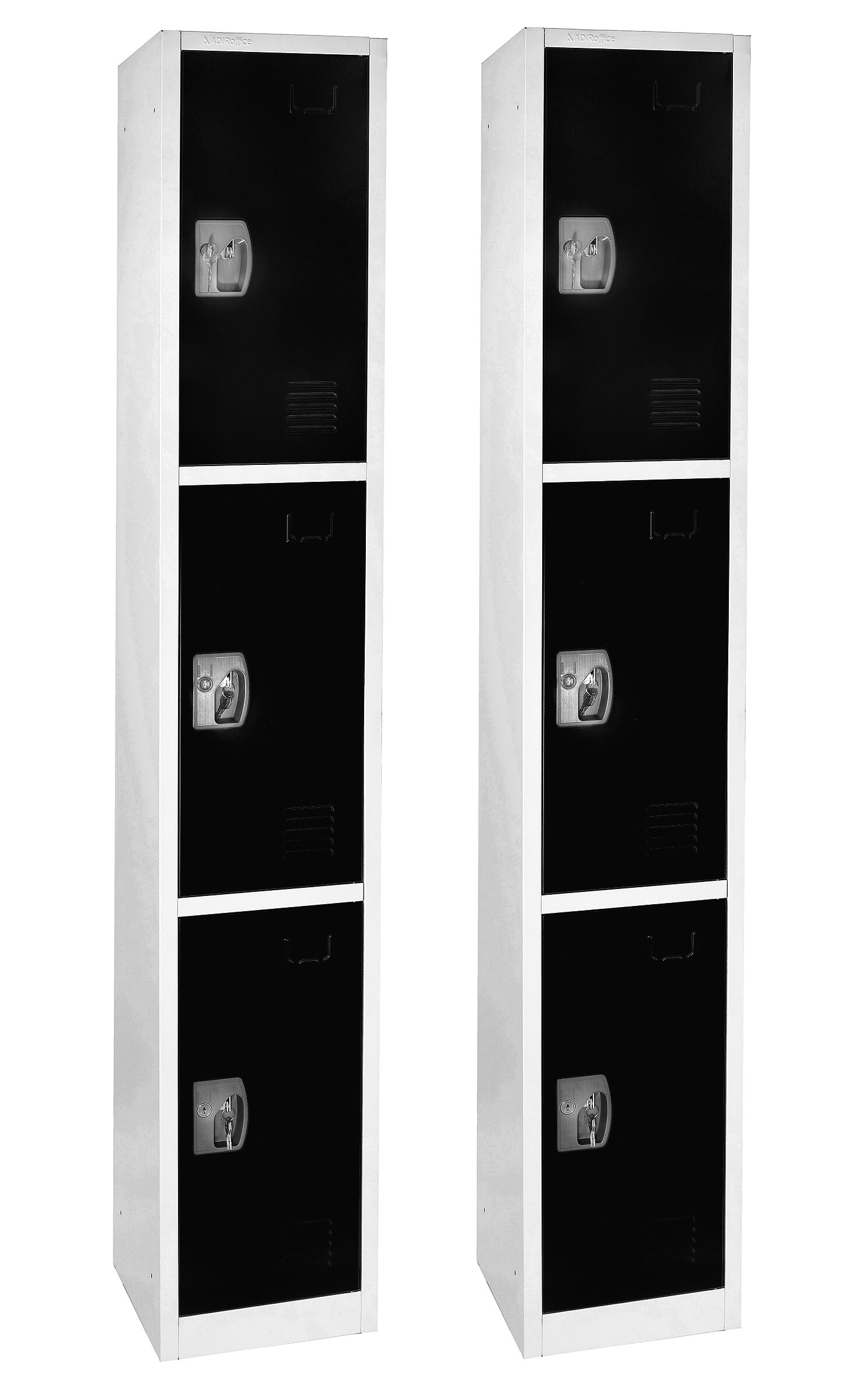 Black Freestanding Steel Office Locker with Adjustable Shelving