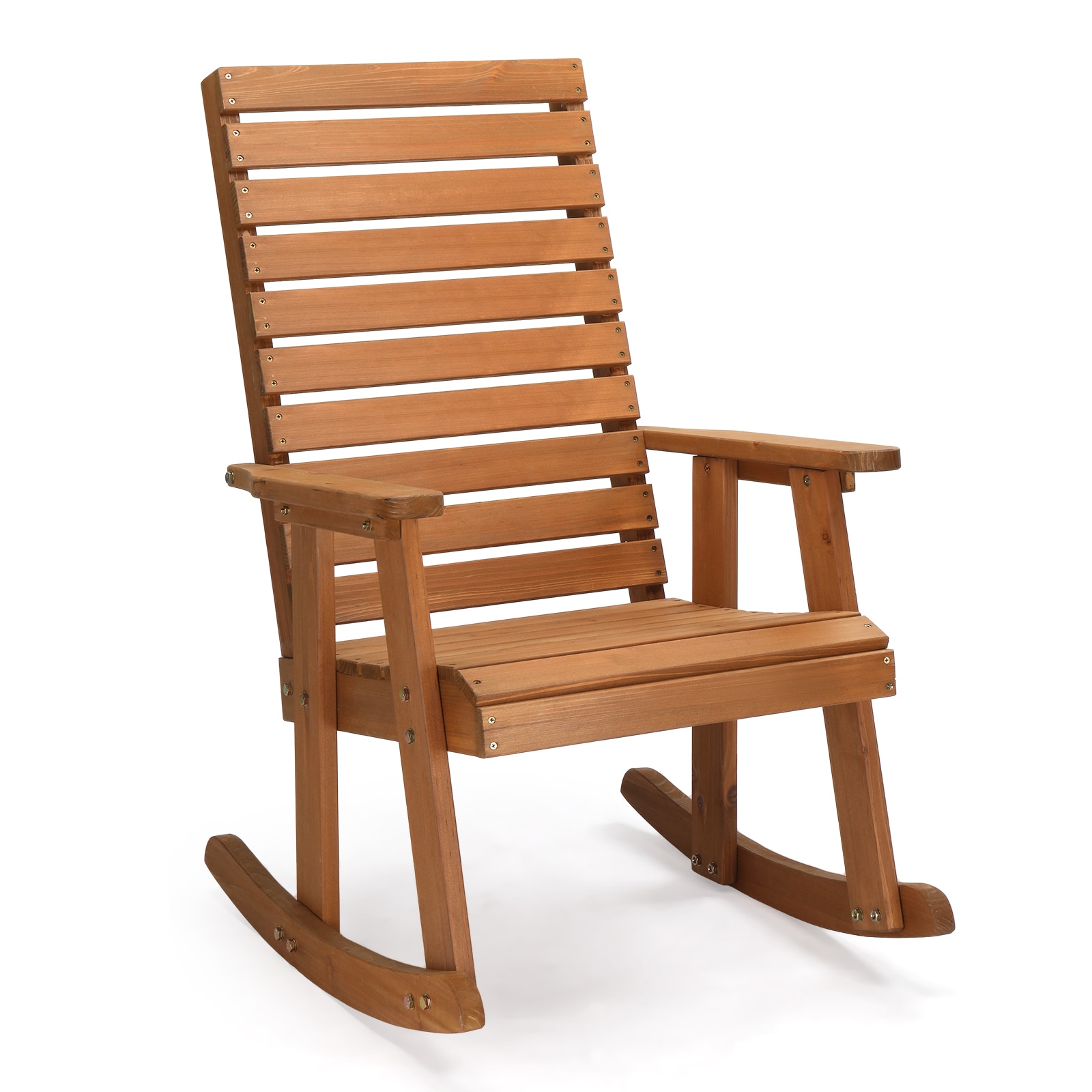 Winado LO1G56000937 Teak Wood Frame Rocking Chair with Solid Seat