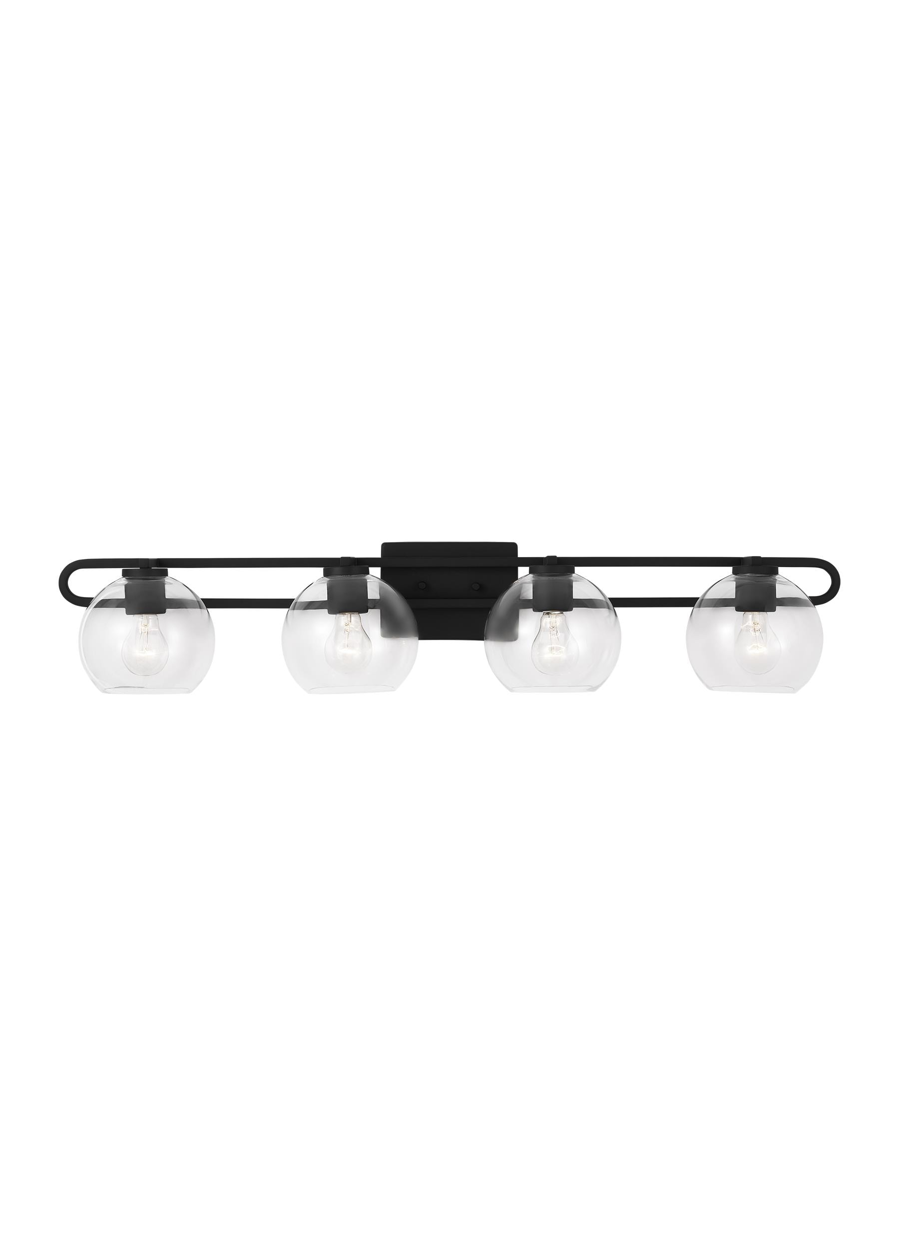 Midnight Black Clear Glass 4-Light Vanity Fixture