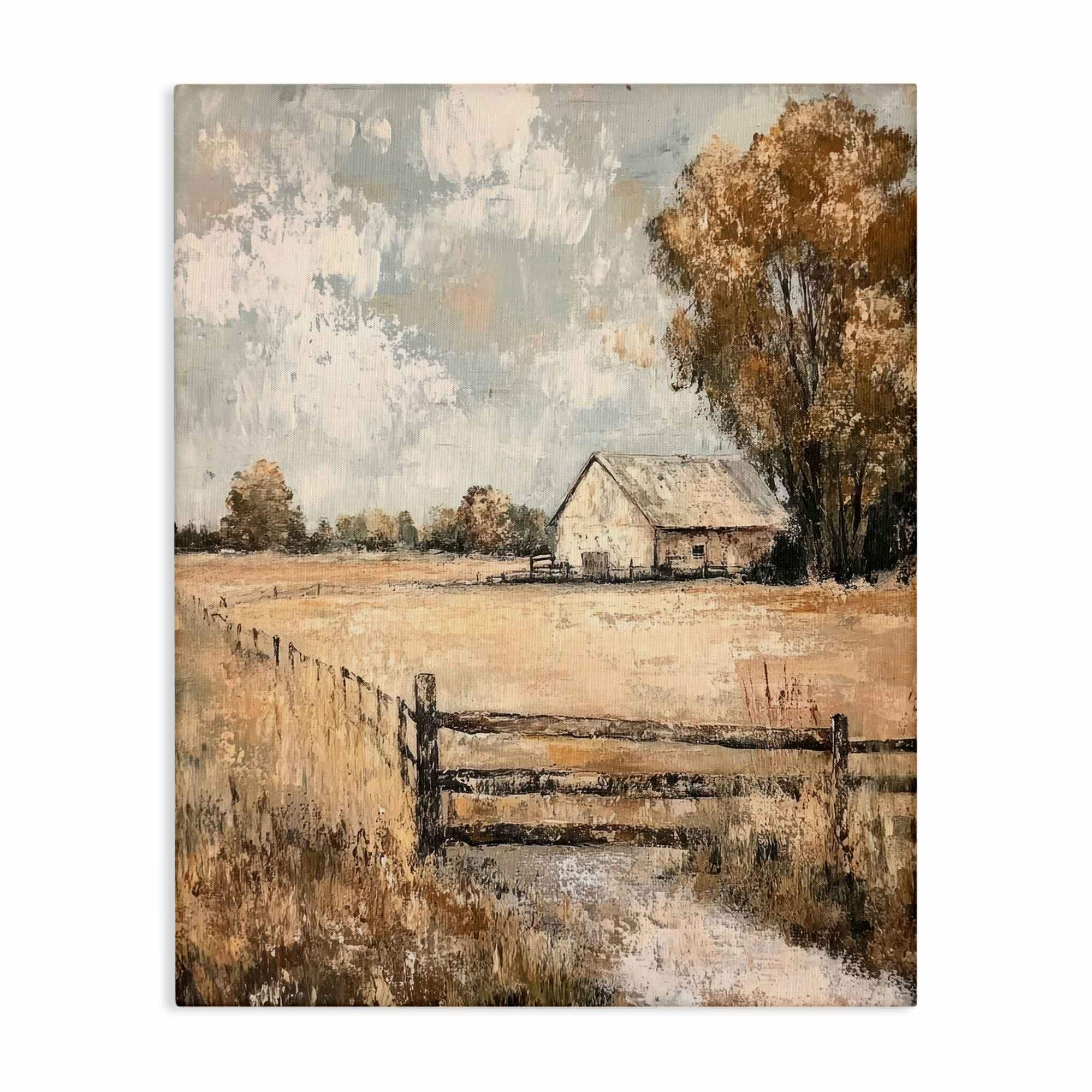 Stupell Industries BT-834-CN-24X30 Fenced In Farm View Canvas design by Petal Prints Design