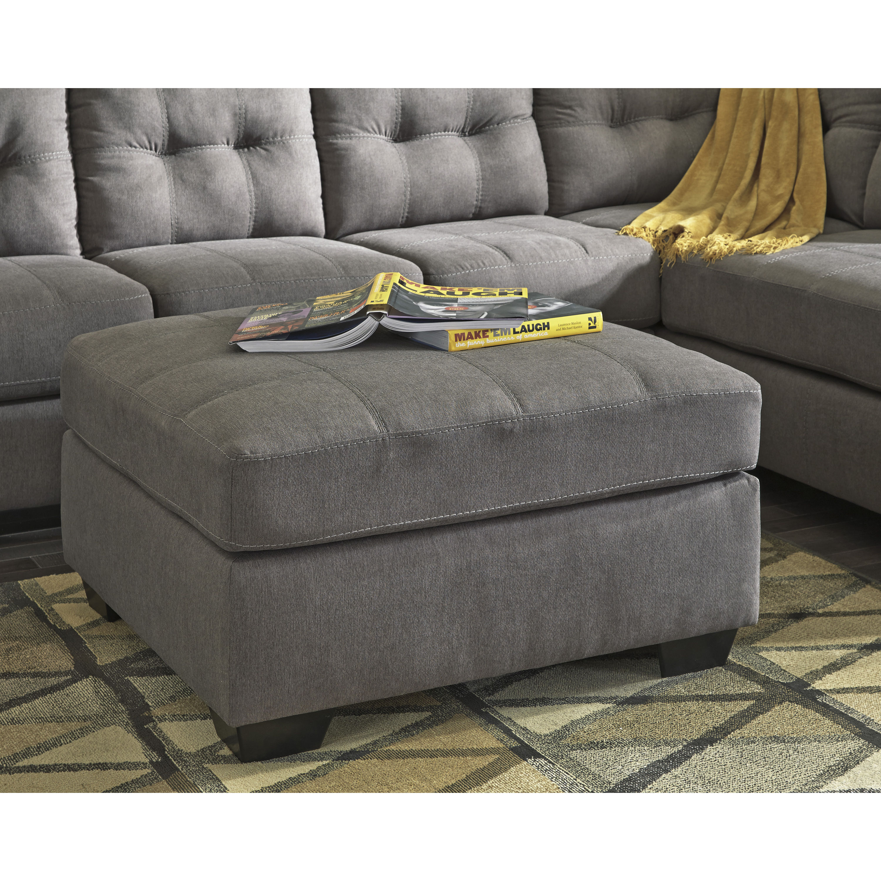 Flash Furniture 889142016663 Maier Modern Charcoal Microfiber Square Ottoman