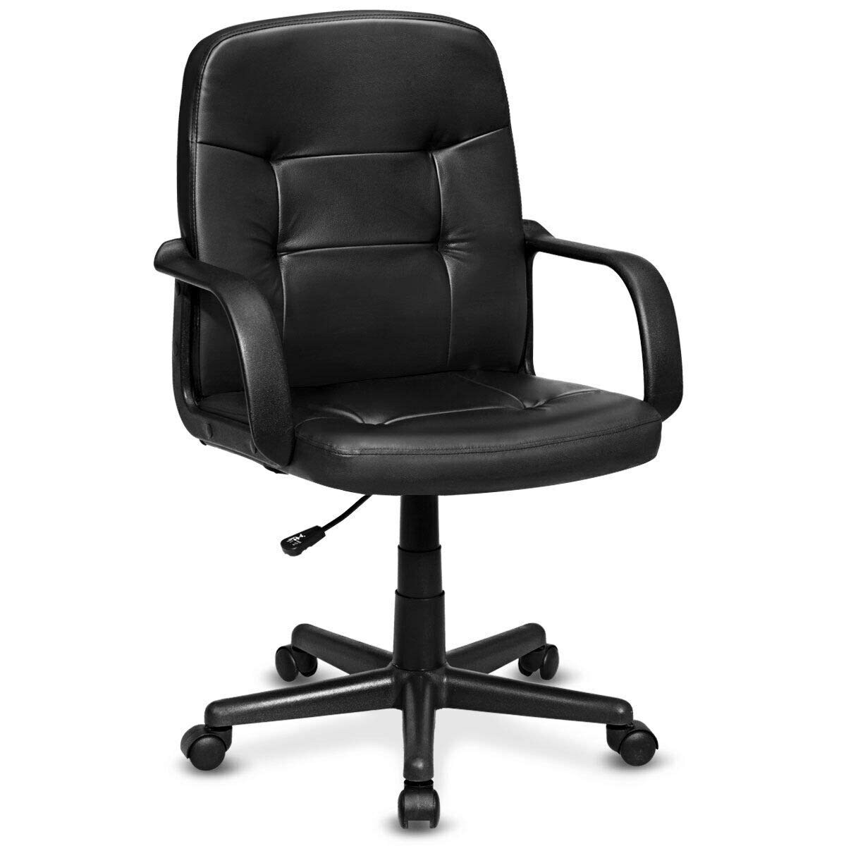 CASAINC WF-HW60877-LA Black Contemporary Ergonomic Adjustable Height Swivel Faux Leather Executive Chair