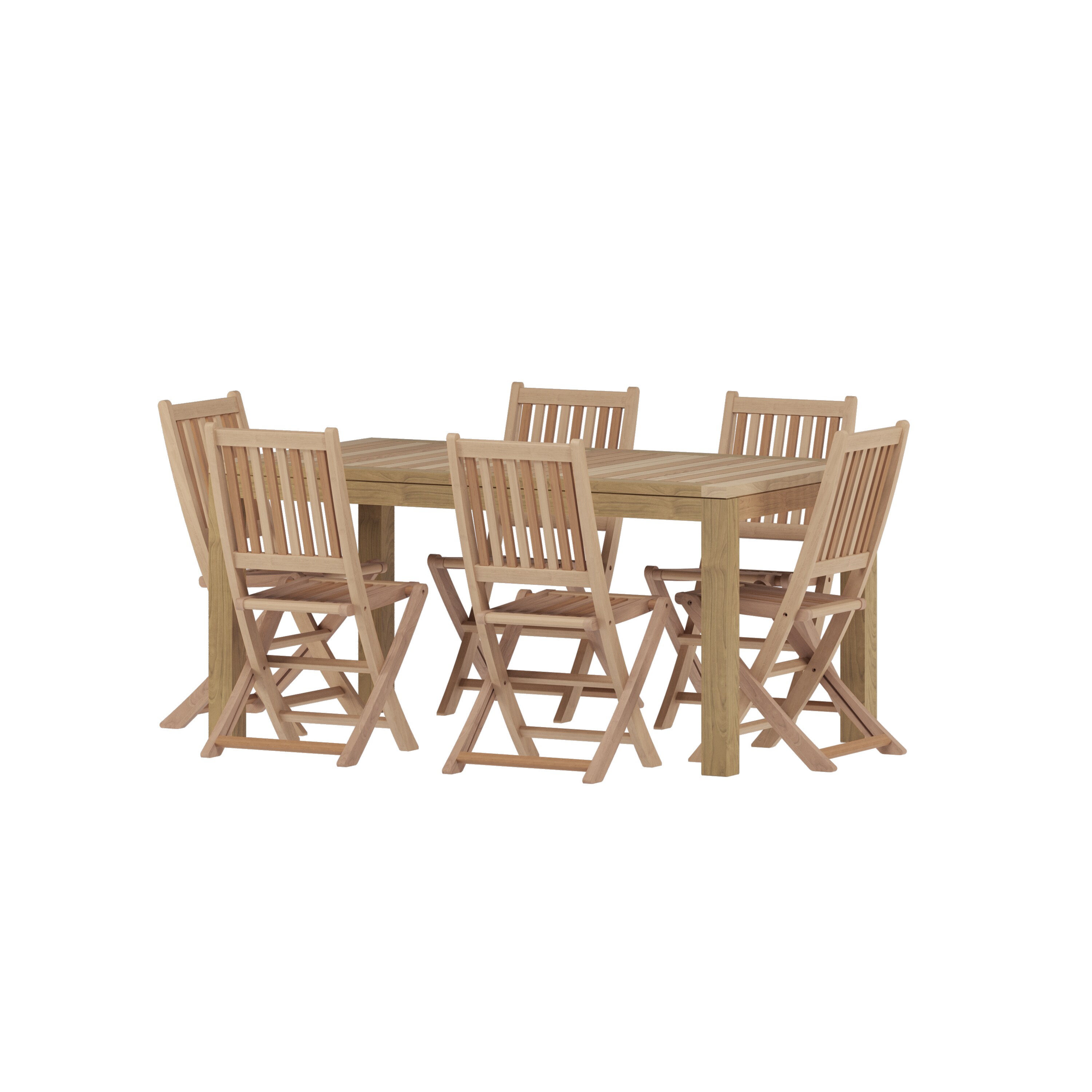 Amazonia SC BUDAPEST Outdoor 7 -Piece Natural Patio Dining Set Wood Rectangle Table with 6 Stationary Chairs