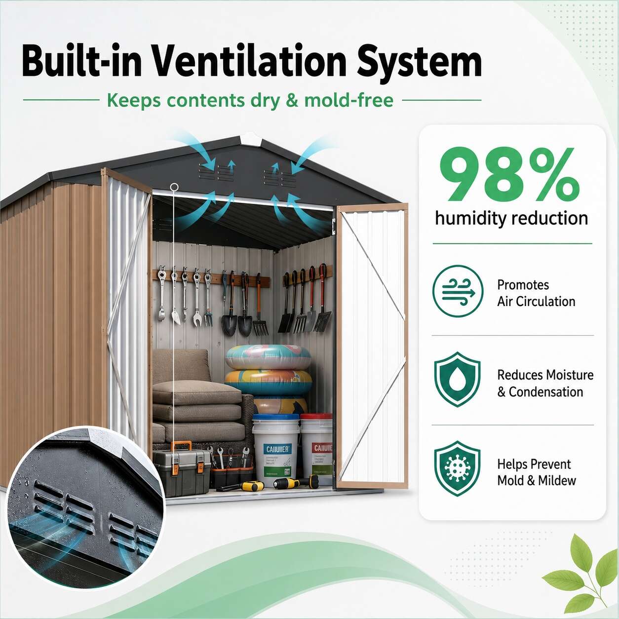 YODOLLA 16208GR-Y-LS02 Metal-Storage-Buildings-Sheds - View #3