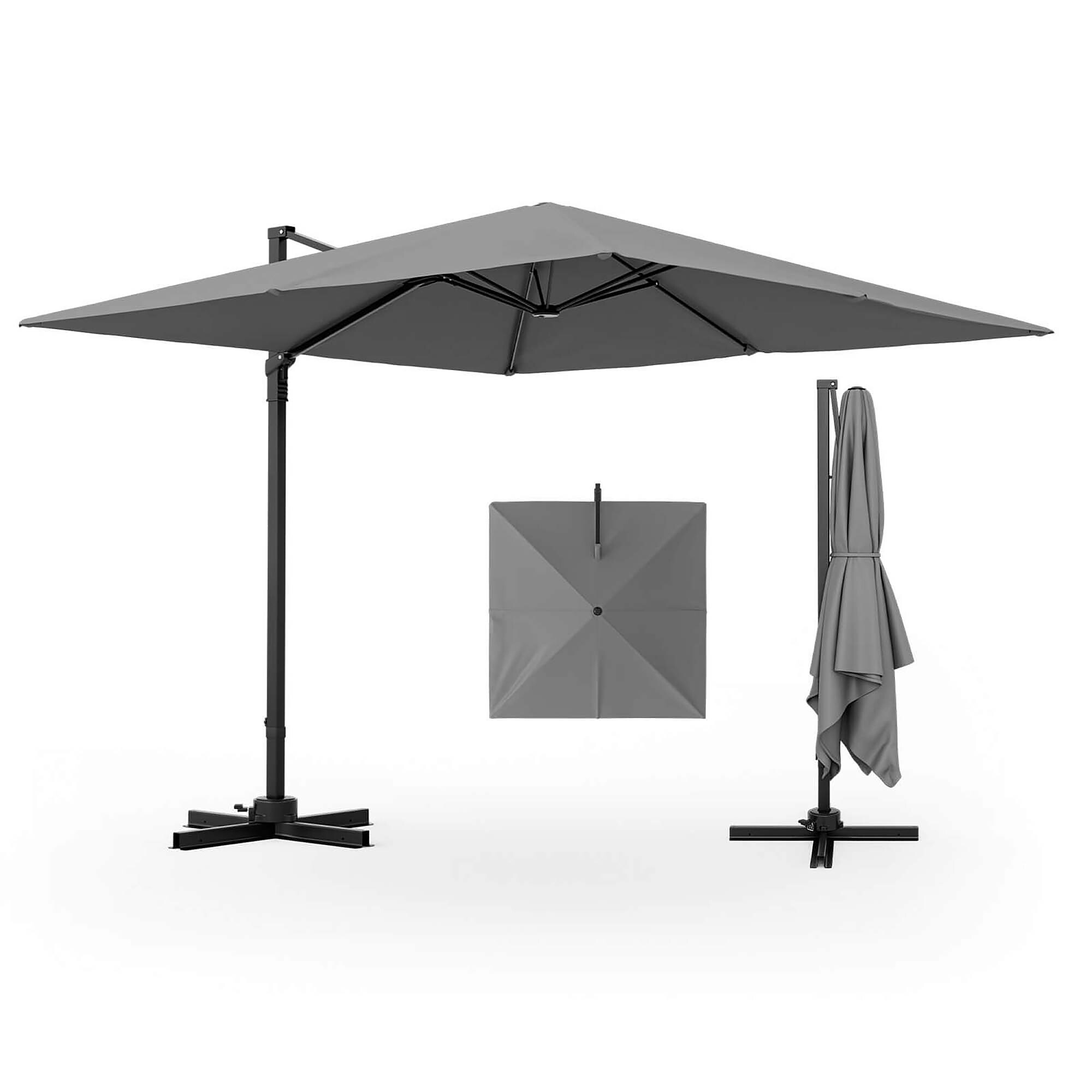 Costway HCST03861 9.5-ft Aluminum Gray Push-button Tilt Garden Patio Umbrella