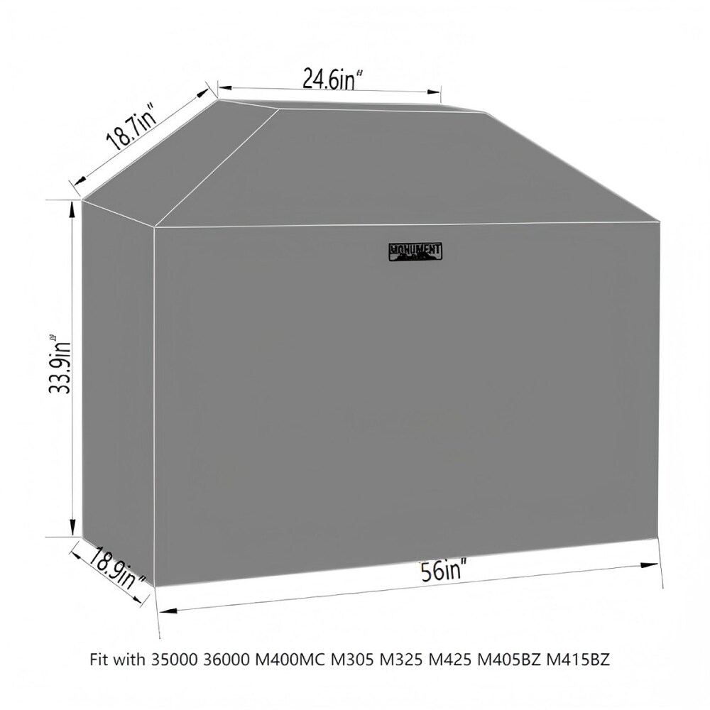 Monument 51-Inch Black Nylon PVC Gas Grill Cover