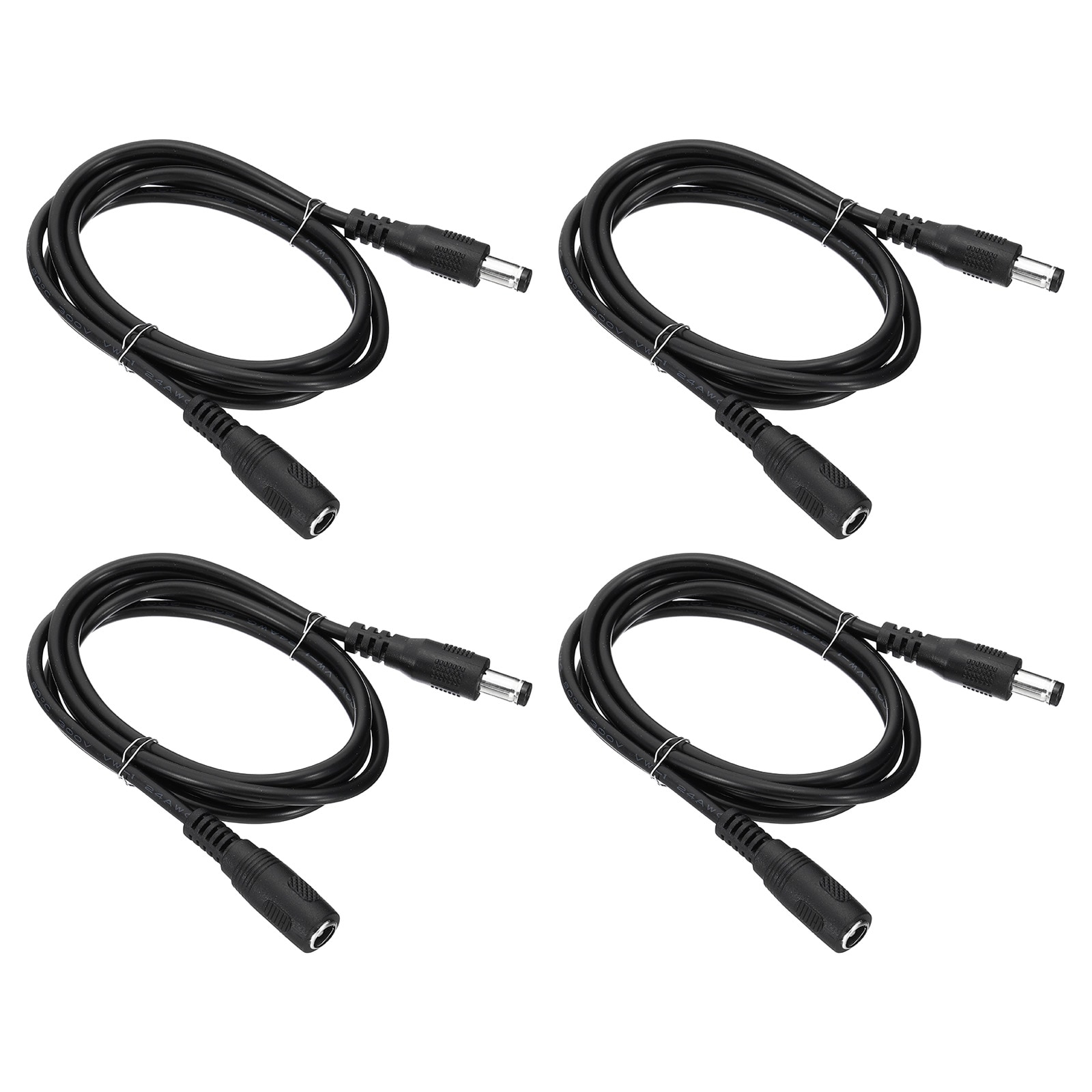 PATIKIL 3Ft Male to Female 5.5x2.1mm DC Power Extension Cable 4 Pcs 24AWG Wire Adapter Connector Charging Cord for LED Strip DVR Router Camera Black