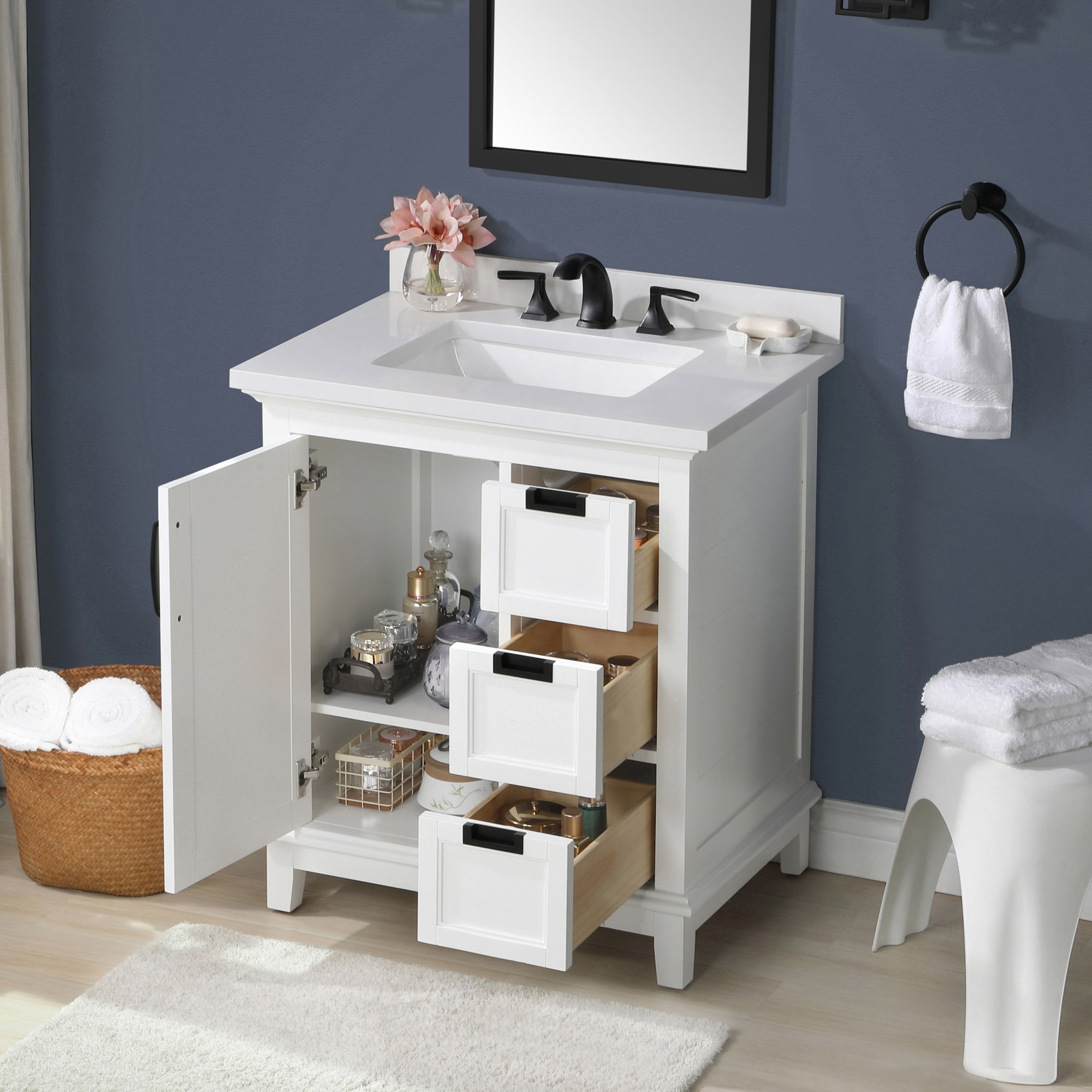 OVE Decors Pembroke 30-in White Undermount Single Sink Bathroom Vanity ...