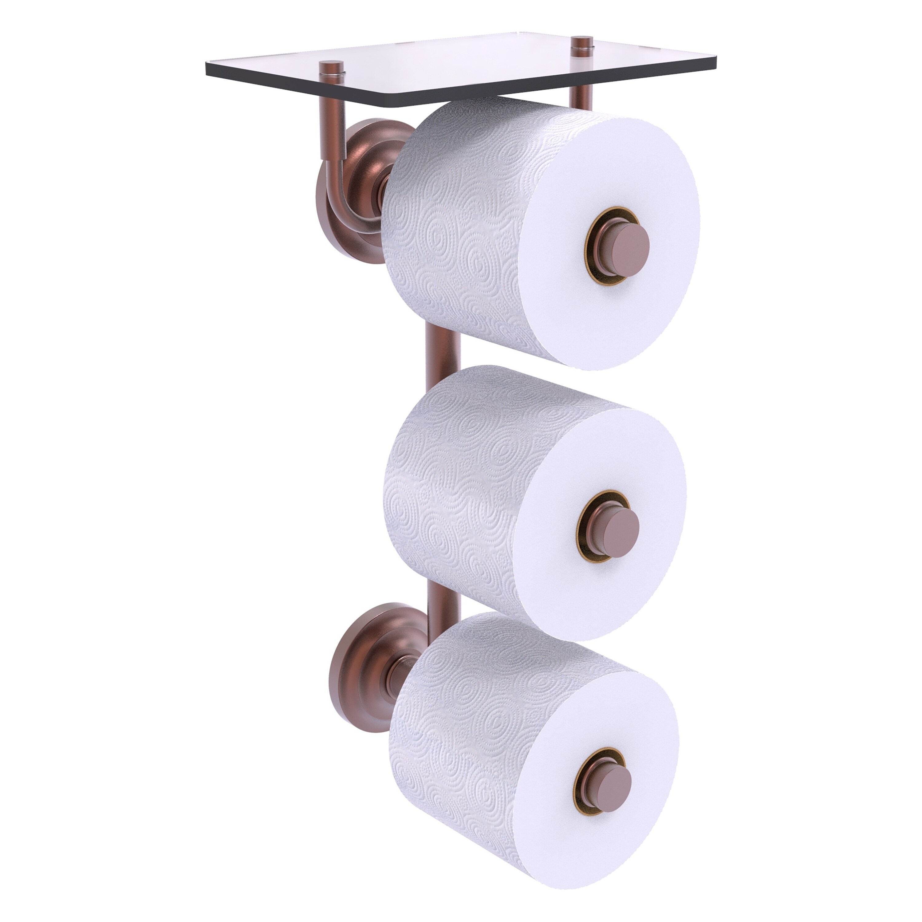 Allied Brass QN-35-3VS-CA Que New Antique Copper Wall mount Double post Toilet Paper Holder 3 -Rolls with Storage