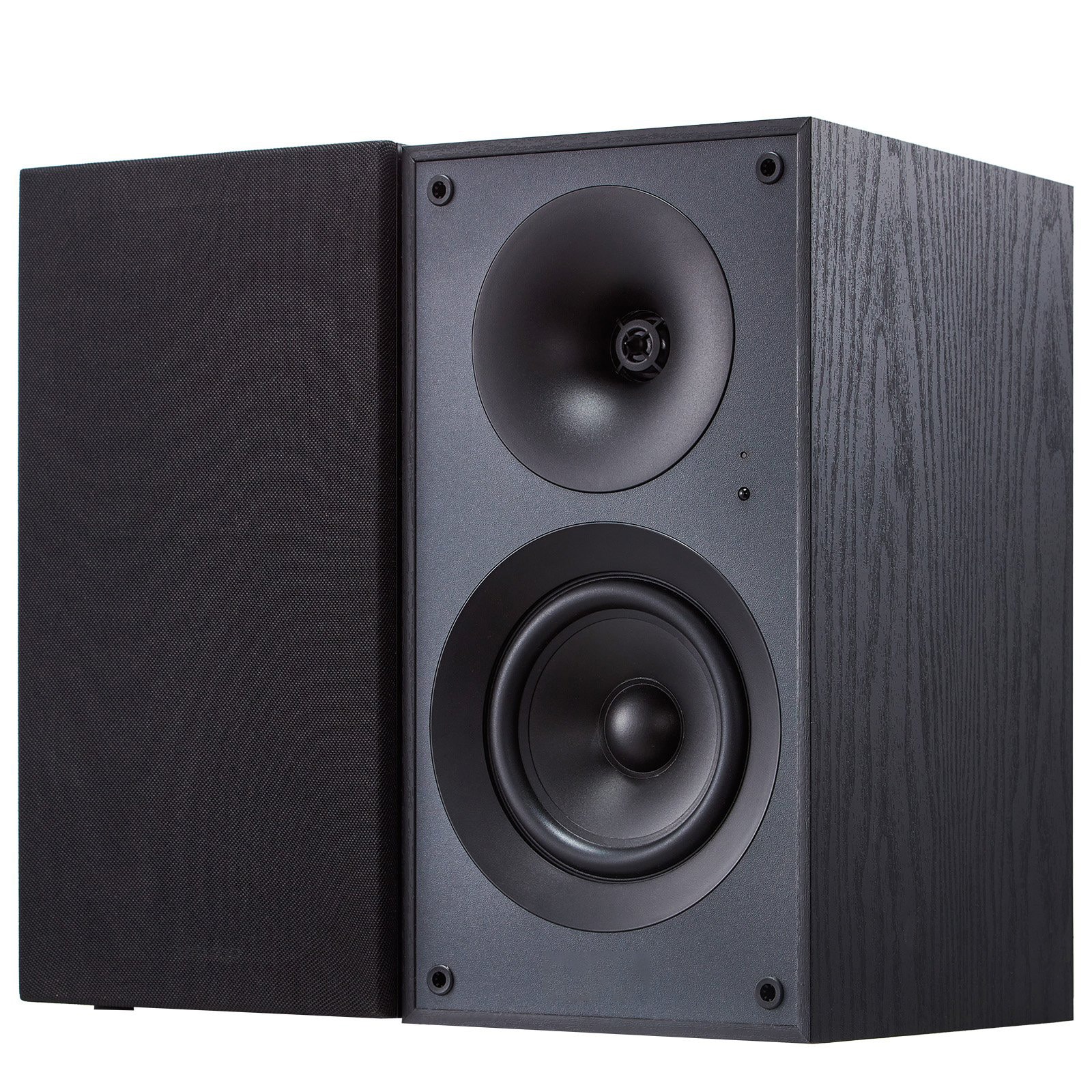 Mecale 120W 5.25-in Powered Bookshelf Speakers Pair Active with Bluetooth USB Optical Wooden Black