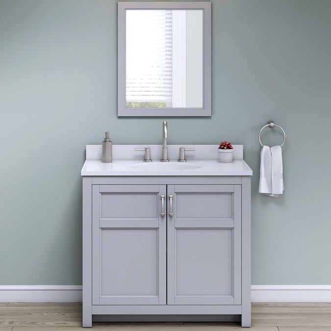 Style Selections Lowry 37 In Light Gray, What Size Mirror Over 37 Inch Vanity