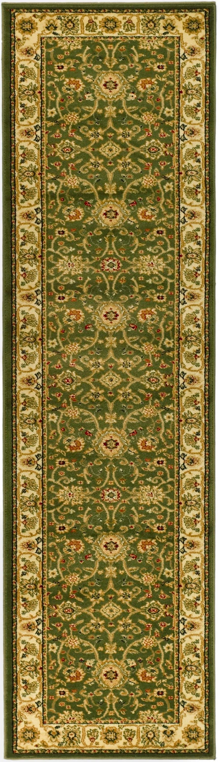 Safavieh LNH212C-220 Lyndhurst Sarouk 2 x 20 (ft) Loomed Polypropylene Sage/Ivory Rectangular Indoor Floral/Botanical Oriental Runner rug