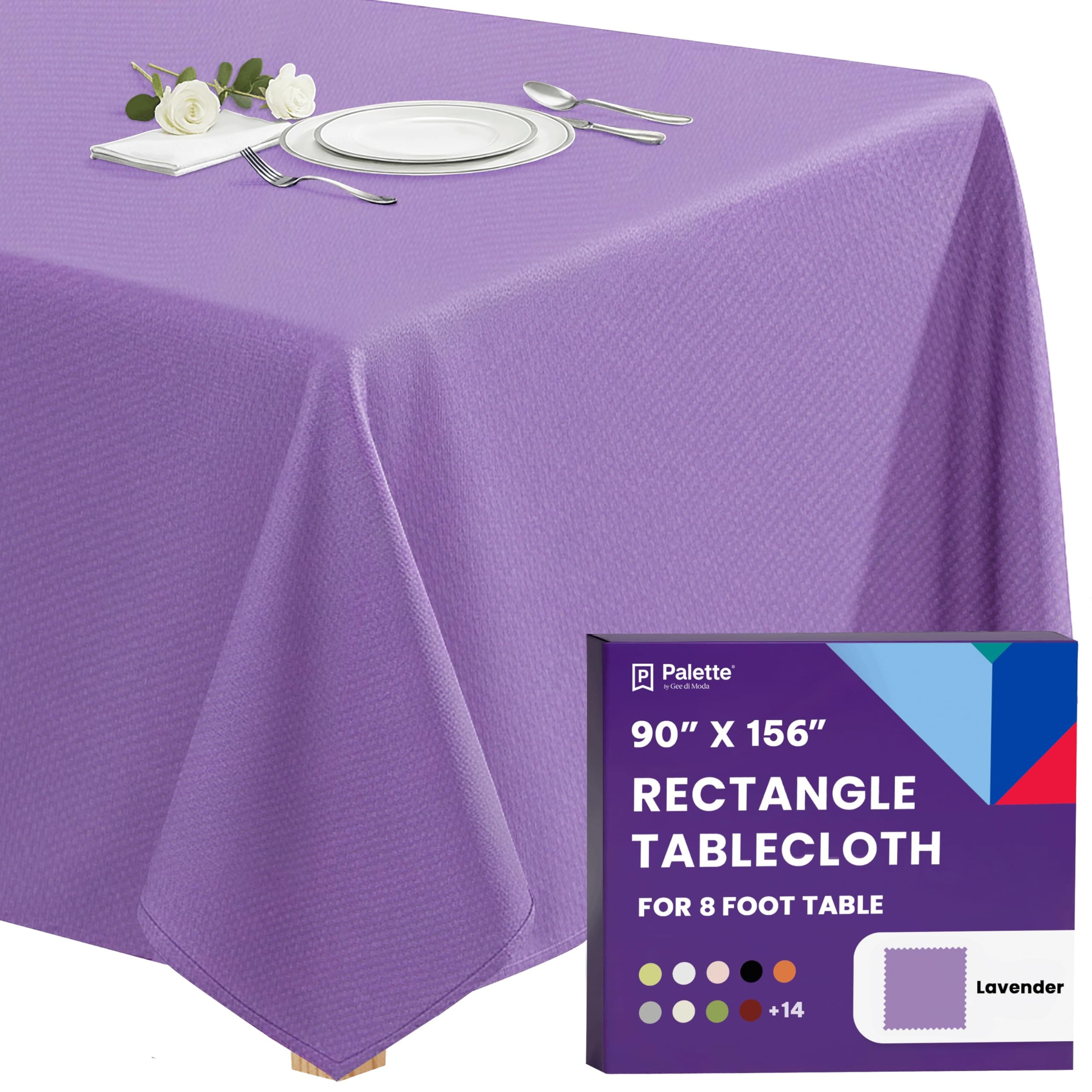 Gee Di Moda  Rectangle Tablecloth - 90 x 156 Inch Lavender Rectangle Table Cloth - Heavy Duty Washable Fabric - for Buffet Table Holiday Party Dinner Wedding and Baby Shower