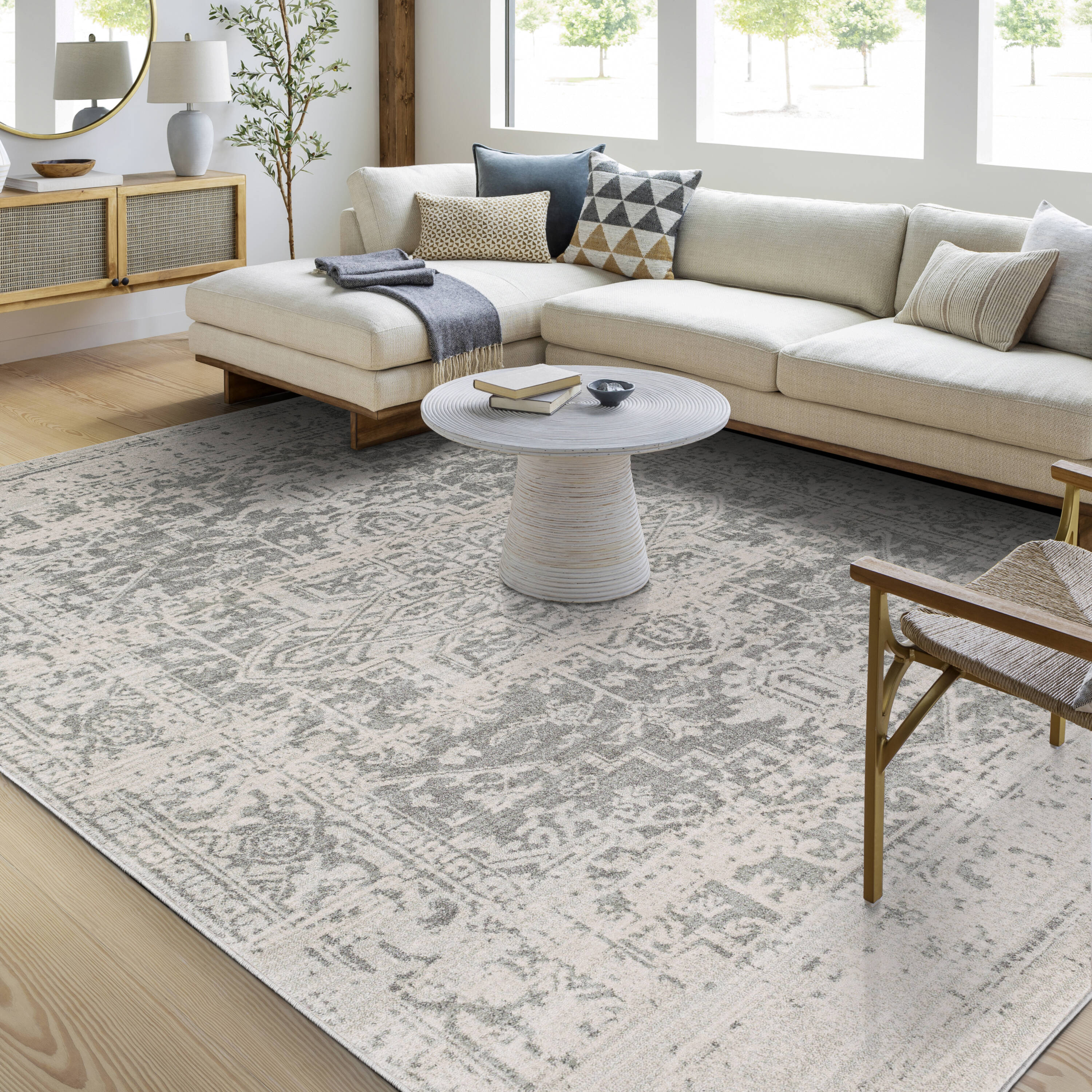 Livabliss Harput 8 x 10 (ft) Flatweave Polypropylene Beige Rectangular Indoor Medallion Oriental Spot Clean Only Pet Friendly Area rug