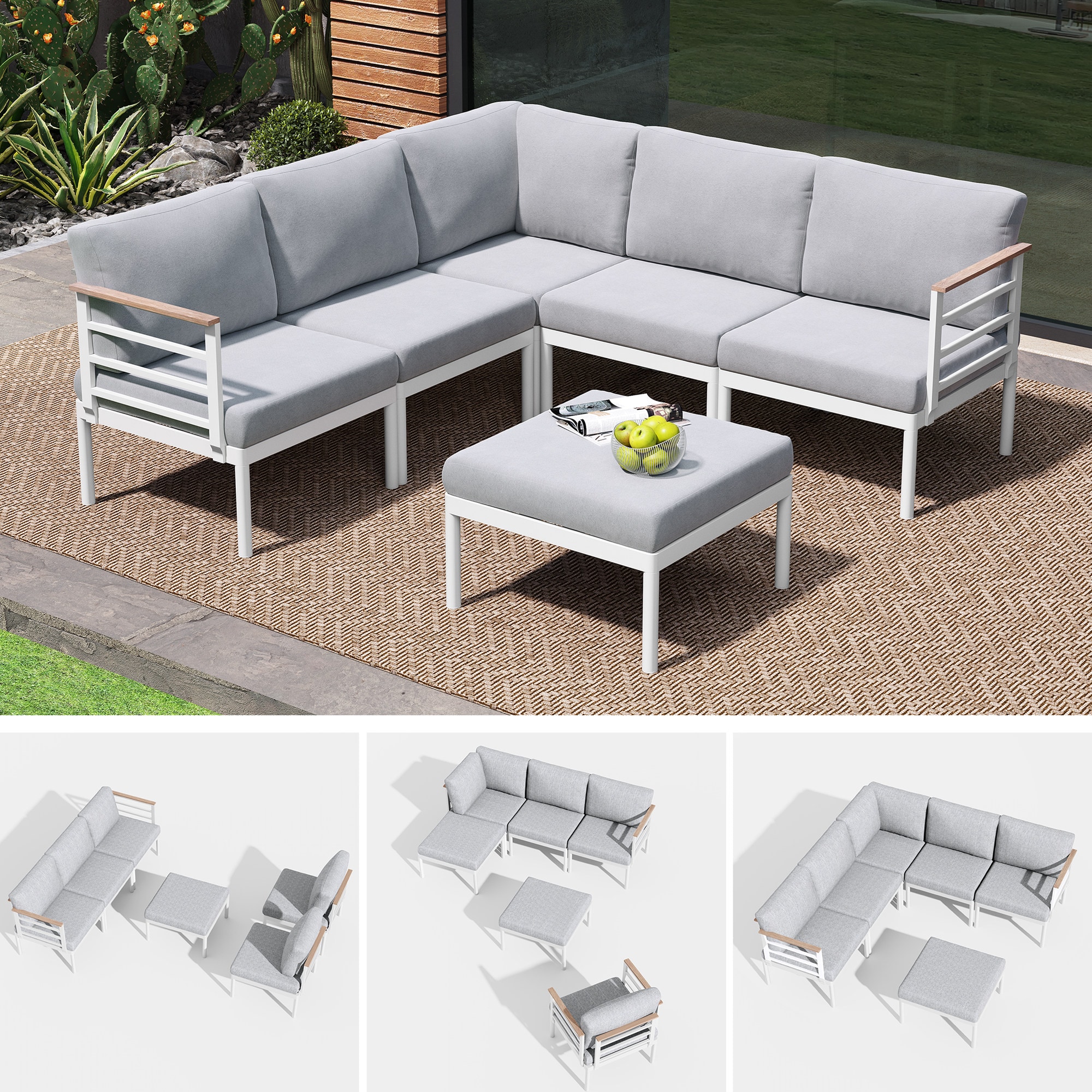Crestlive Products CL-SF009LGY-6 Patio-Sofas-Daybeds - View #2