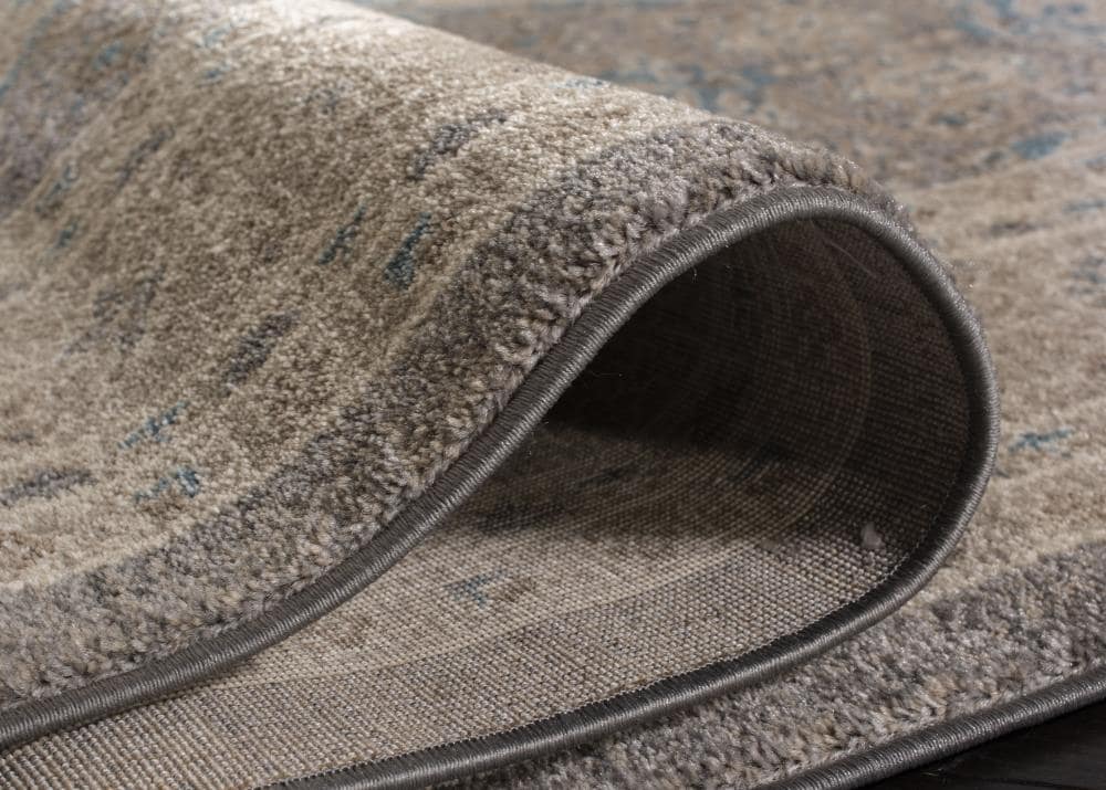 Sofia Light Grey and Beige Square Synthetic Area Rug