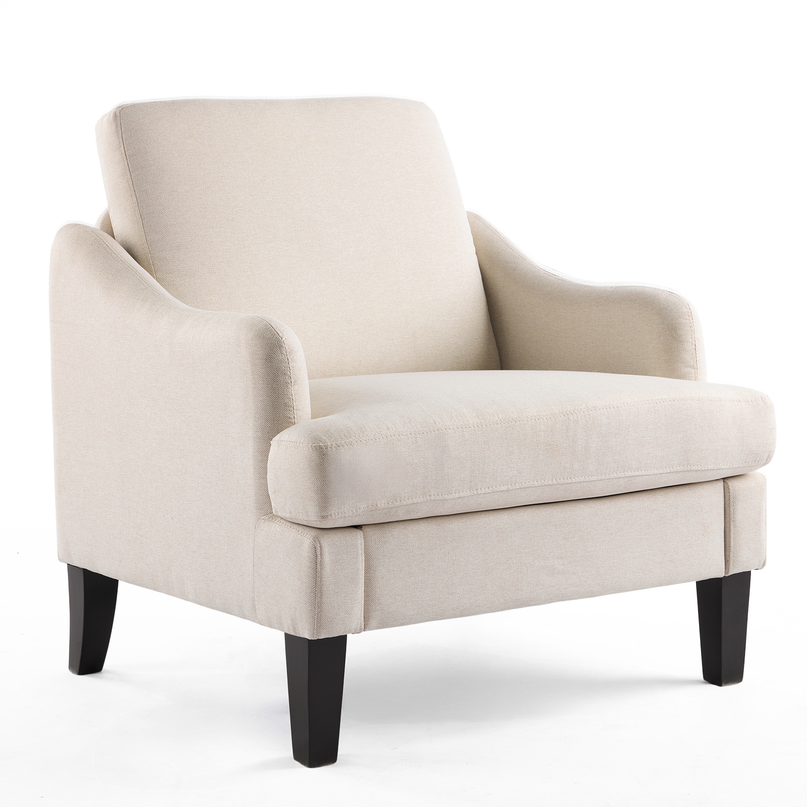 VINGLI - Modern Upholstered Armchair/Comfy Sofa Chair for Apartment Linen Fabric Beige