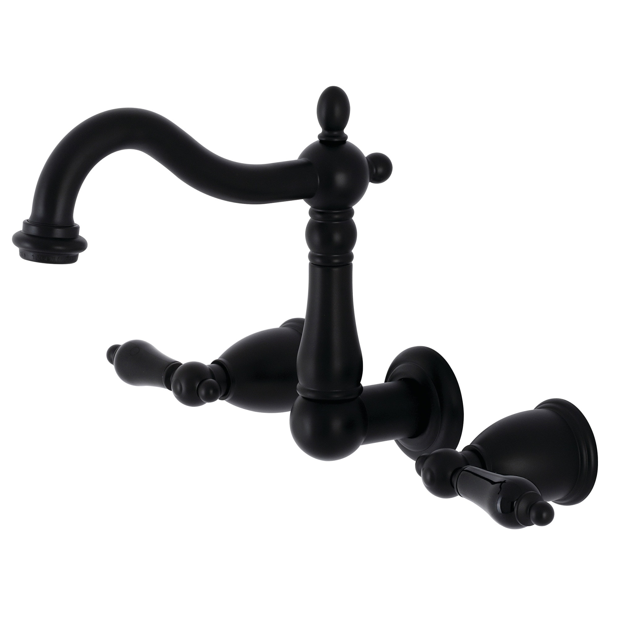 Kingston Brass WLKS1250PKL Duchess Matte black Wall-mount 2-handle Low-arc Residential Handle Bathroom Sink Faucet