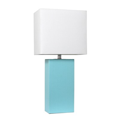 Aqua Table Lamp With Fabric Shade, Aqua Table Lamp