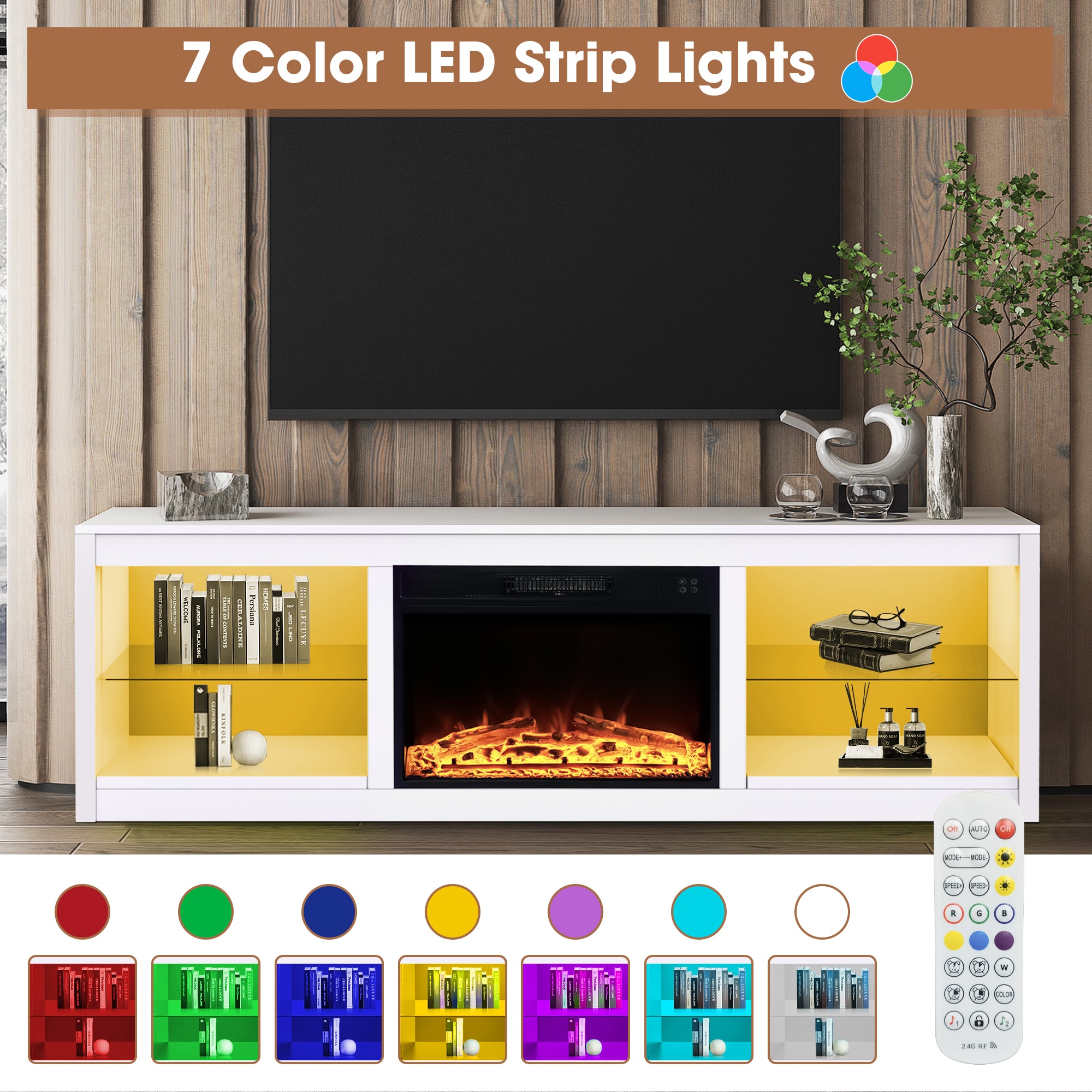 IHOMEadore BBJ01062-66-23G-WH Electric-Fireplaces - View #2